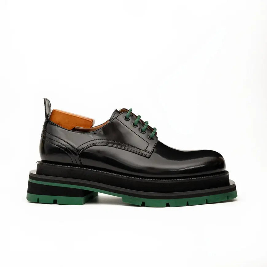 Black Patent Derby with Green Laces