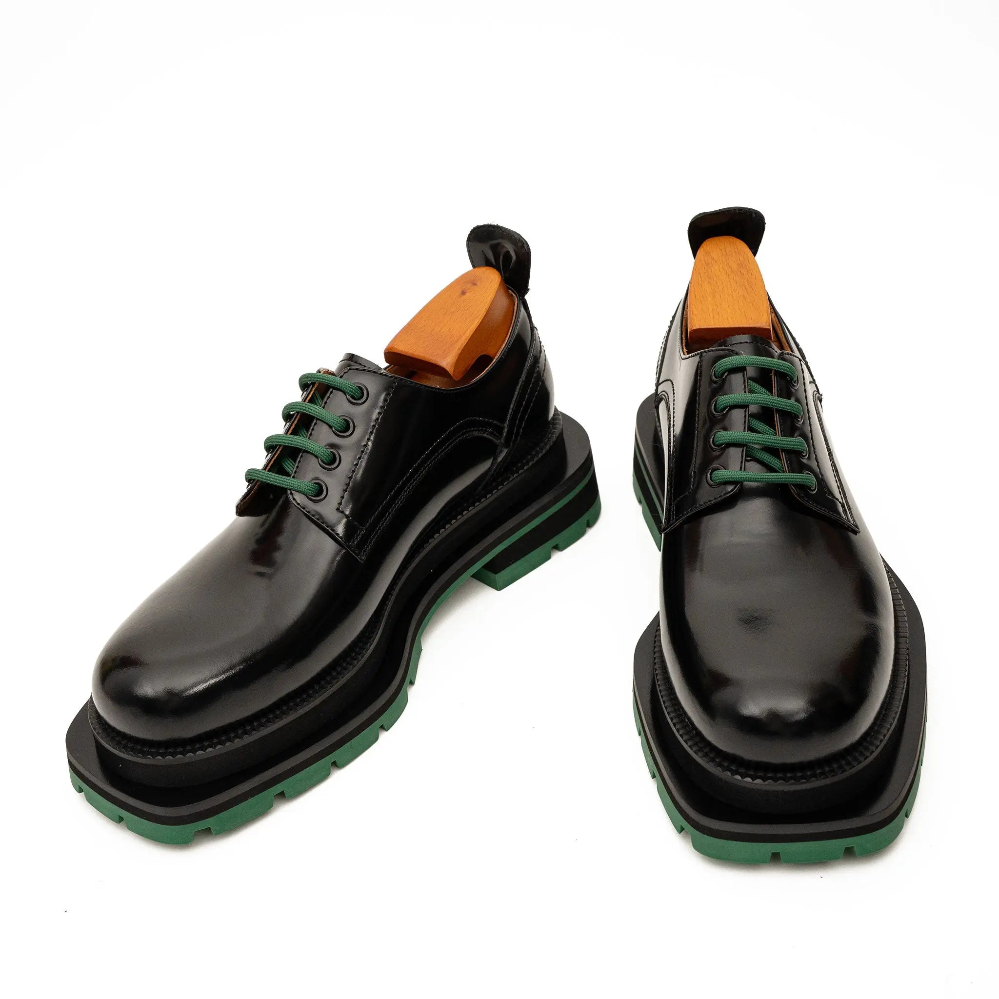 Black Patent Derby with Green Laces