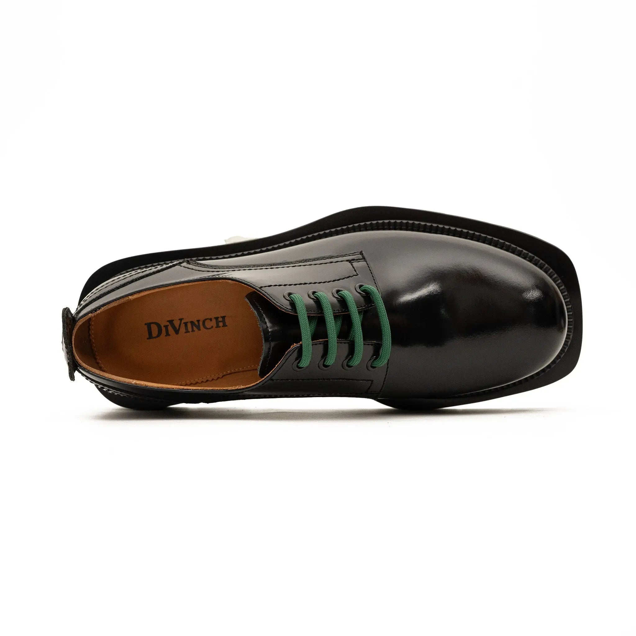 Black Patent Derby with Green Laces