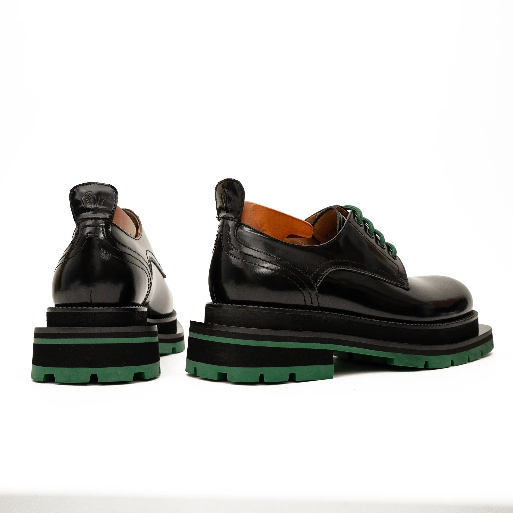 Black Patent Derby with Green Laces