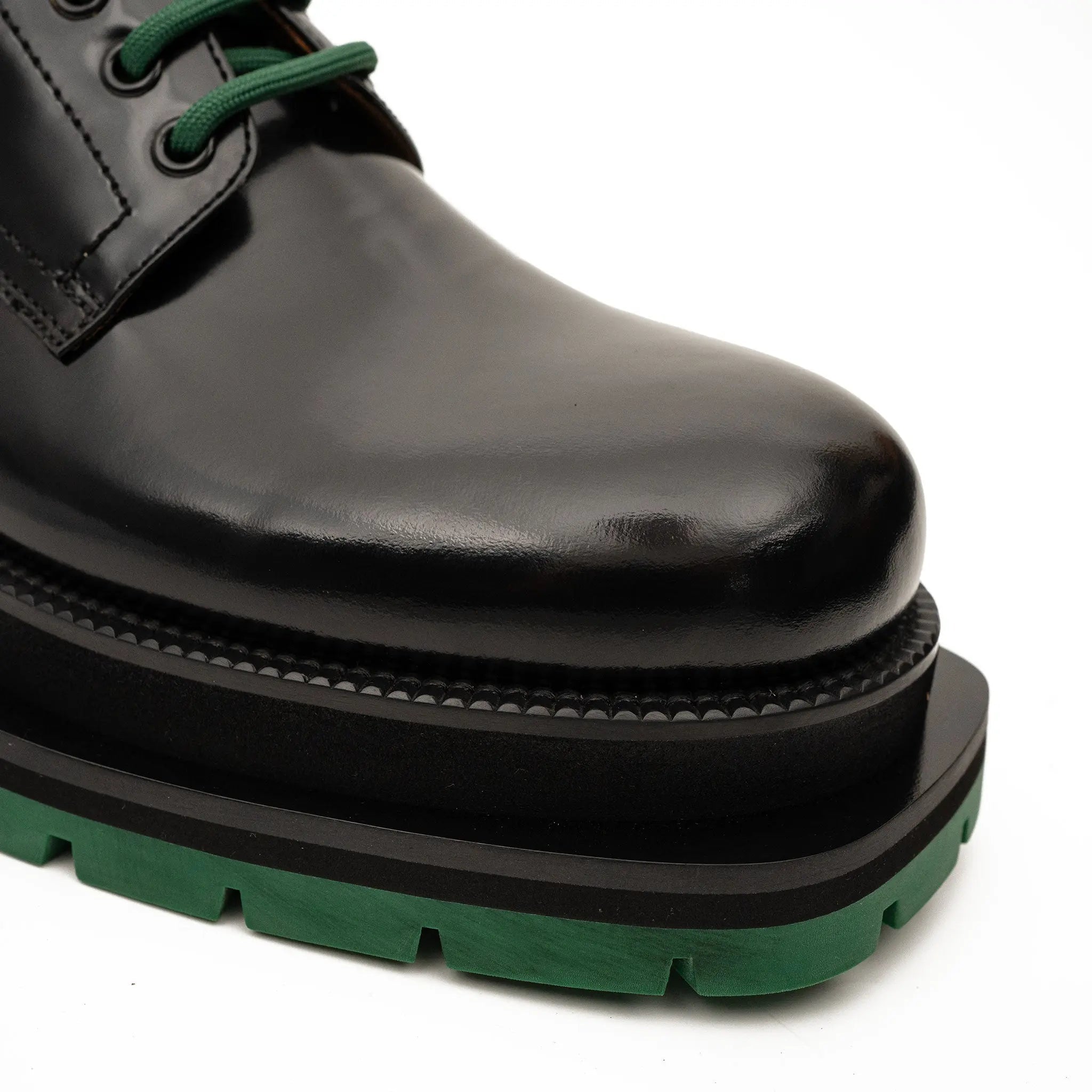 Black Patent Derby with Green Laces