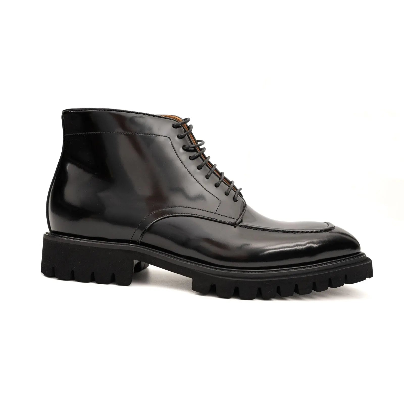 Black Lug Sole Moc-Toe Boot