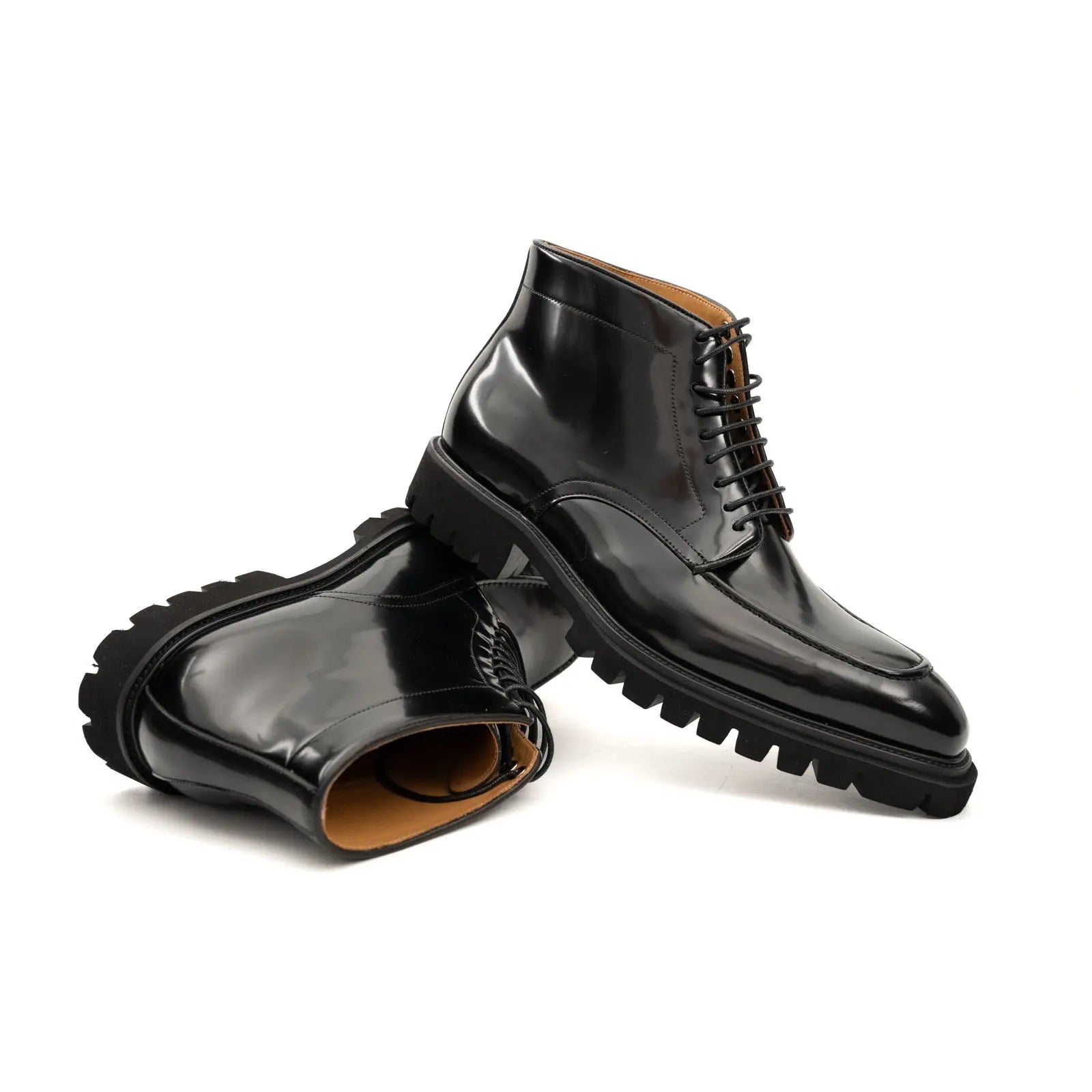 Black Lug Sole Moc-Toe Boot