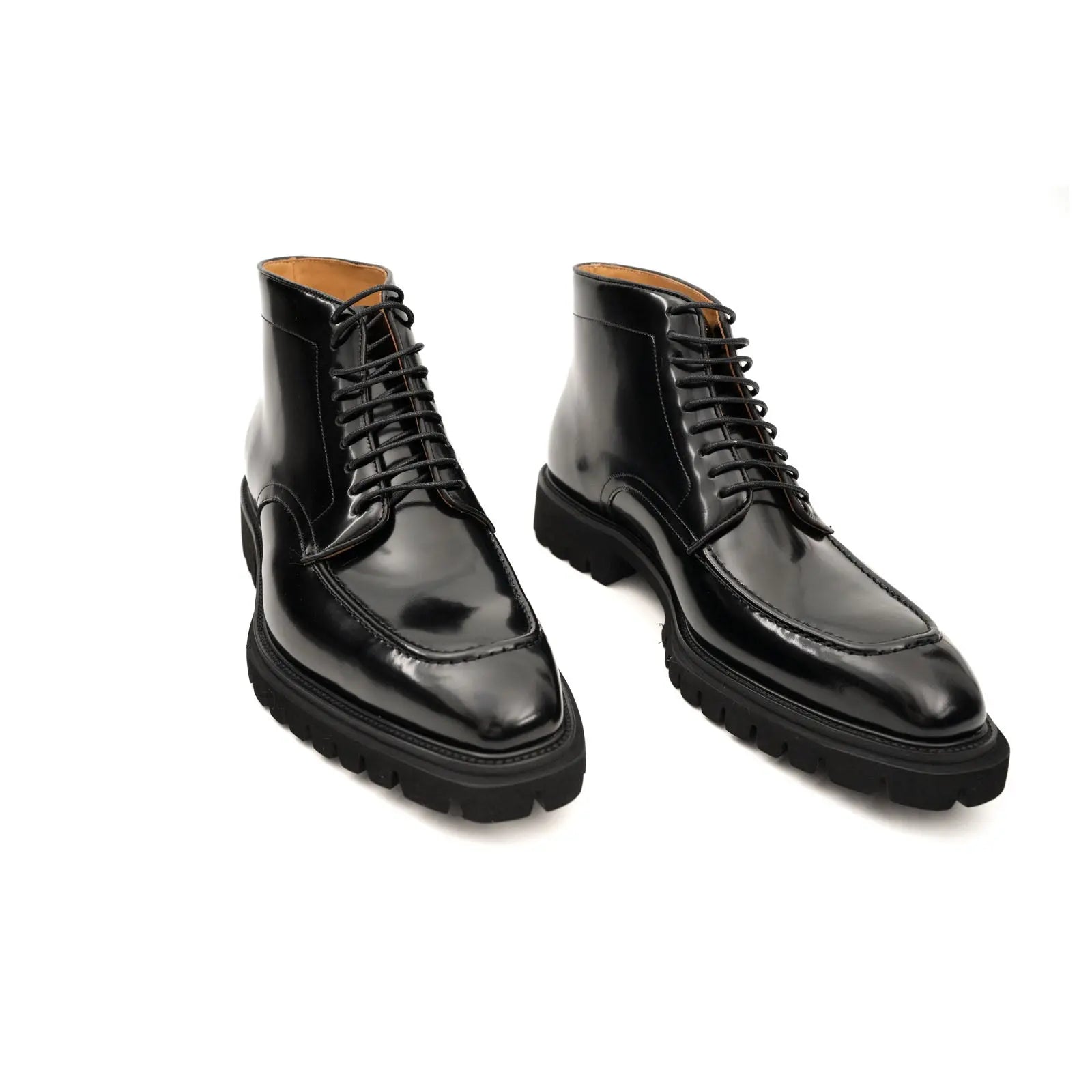 Black Lug Sole Moc-Toe Boot