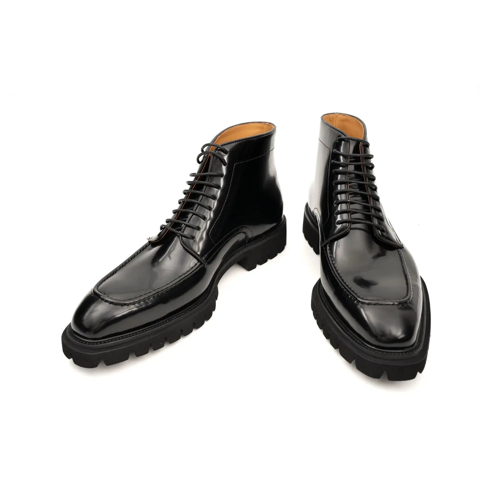 Black Lug Sole Moc-Toe Boot