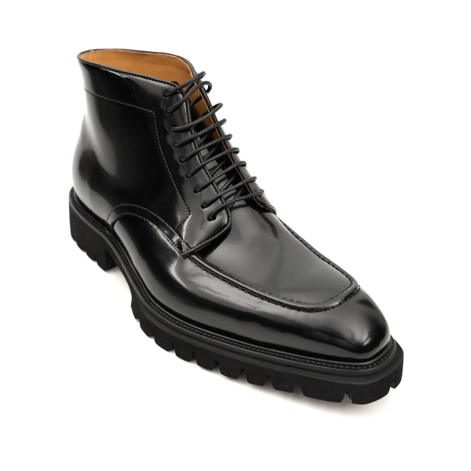 Black Lug Sole Moc-Toe Boot