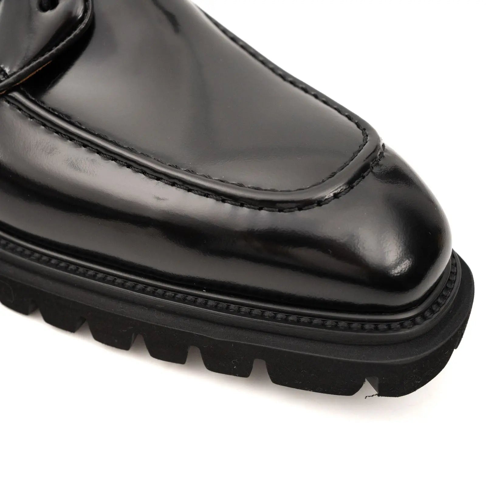 Black Lug Sole Moc-Toe Boot