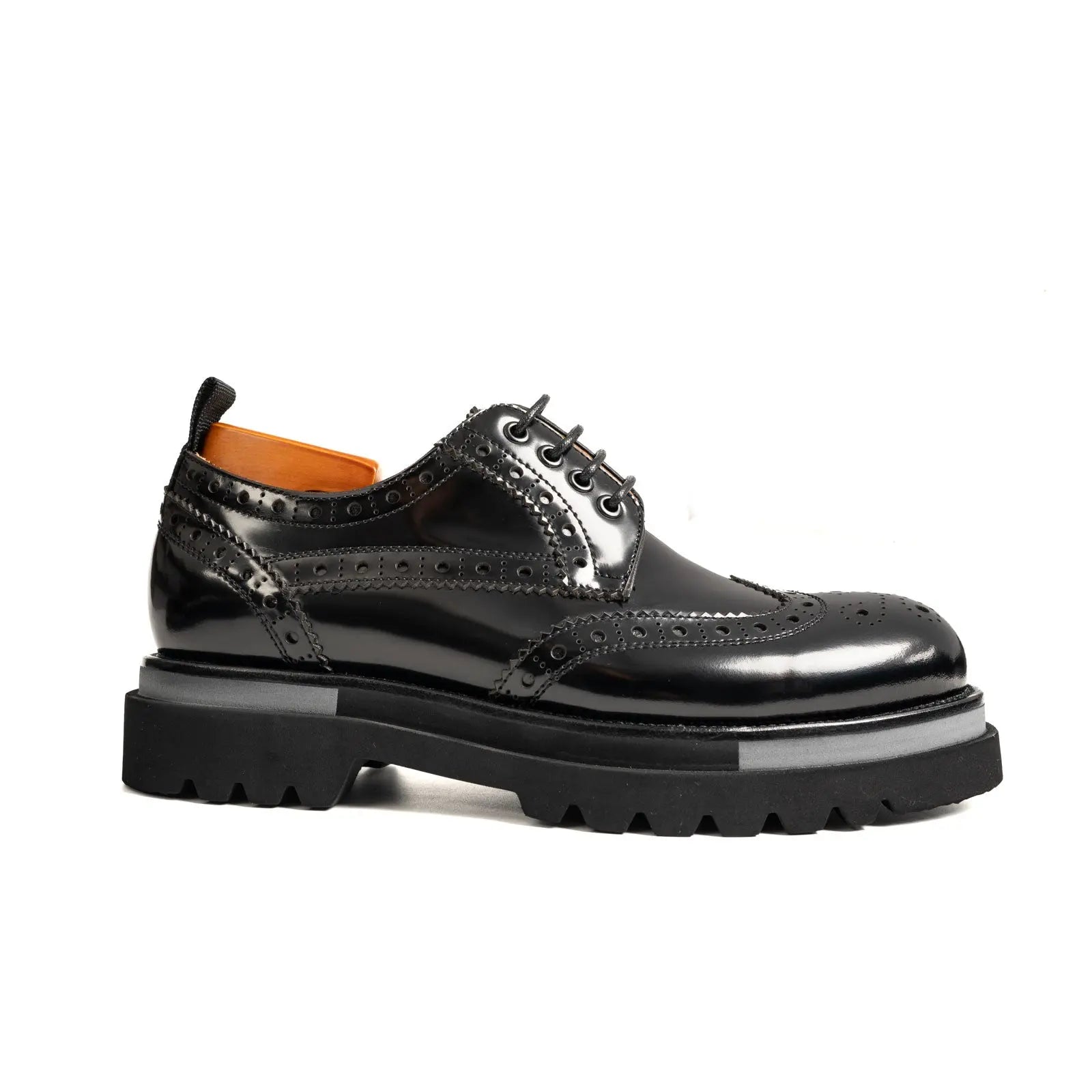 Black Lug Sole Brogue Derby