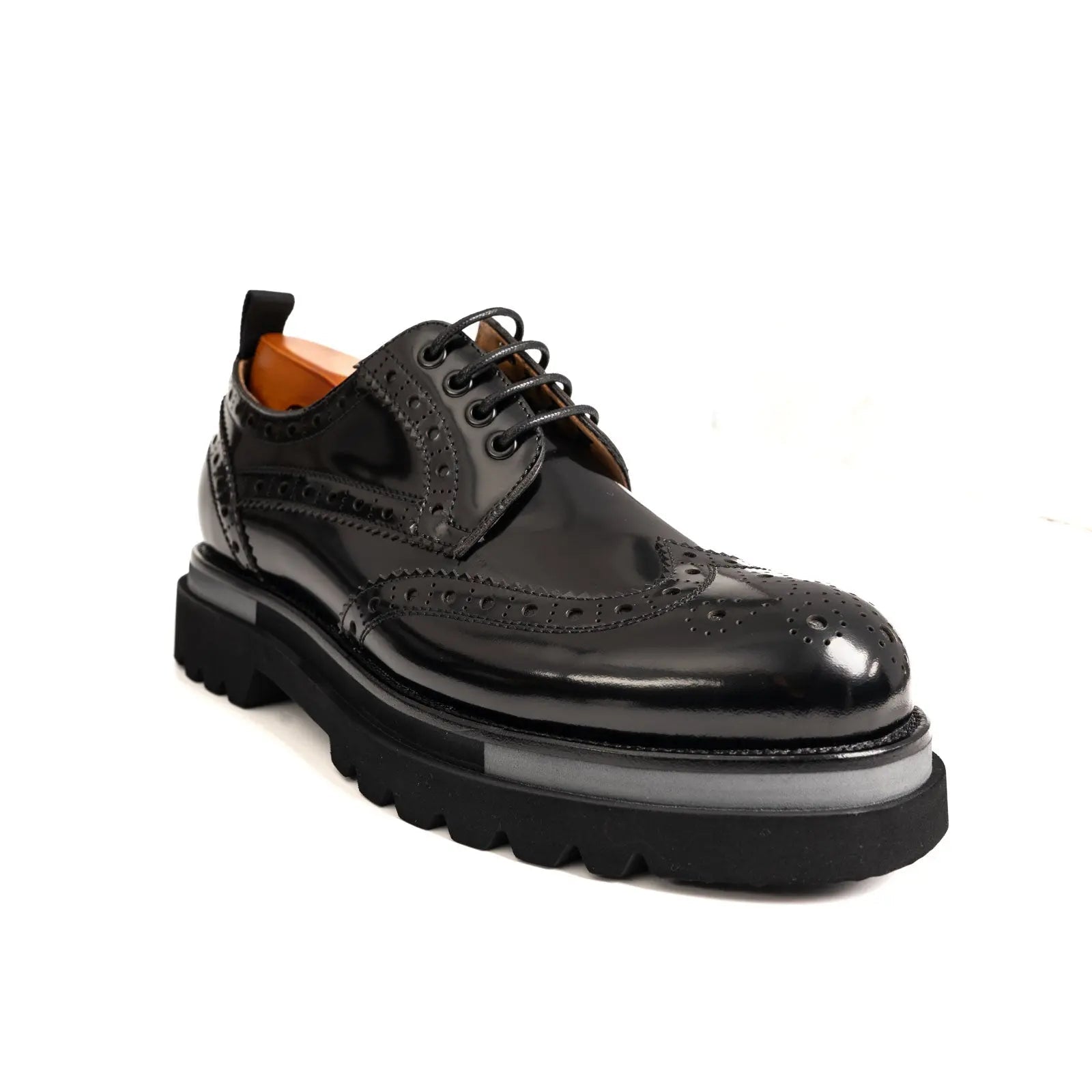 Black Lug Sole Brogue Derby