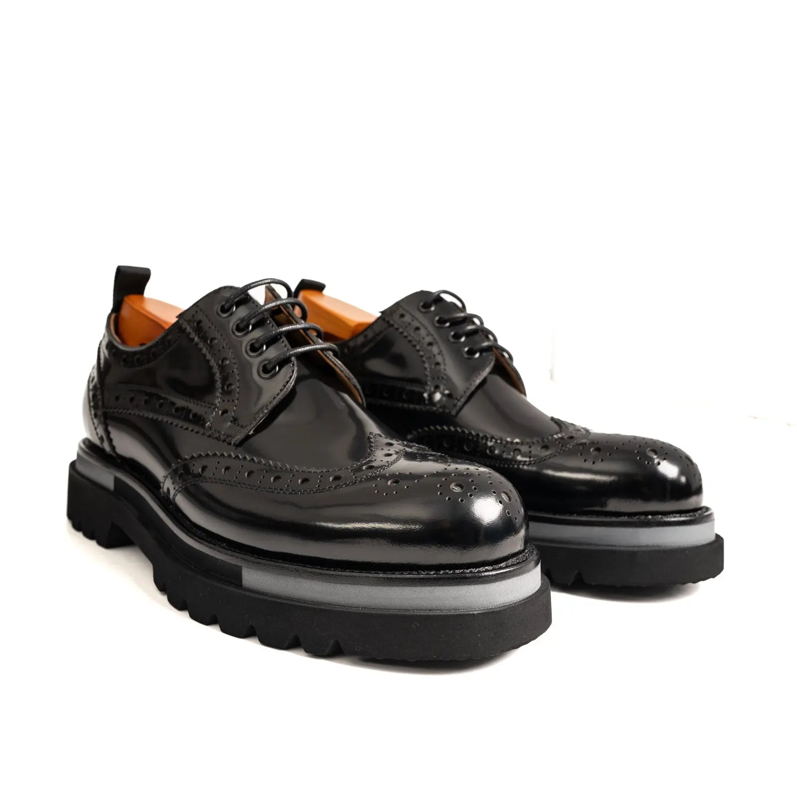 Black Lug Sole Brogue Derby
