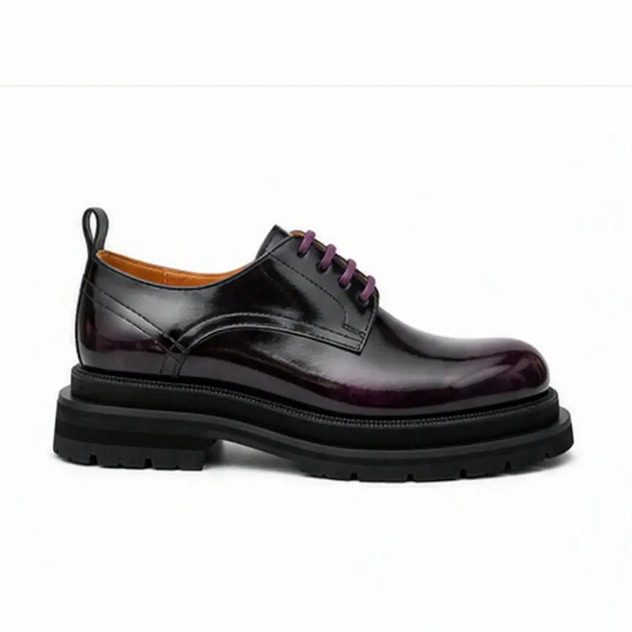 Black Purple Lug-Sole Derby Shoes