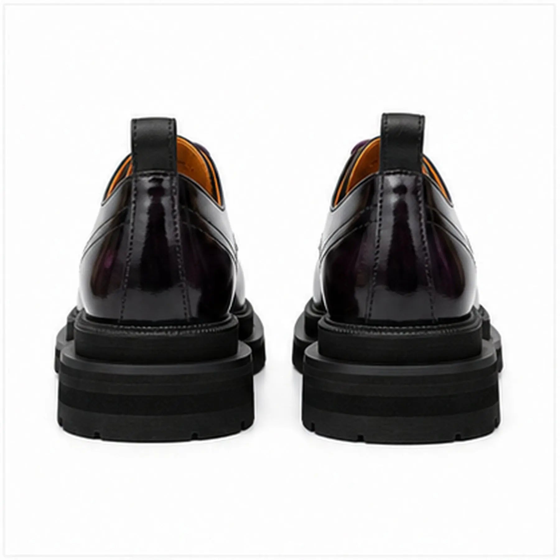 Black Purple Lug-Sole Derby Shoes