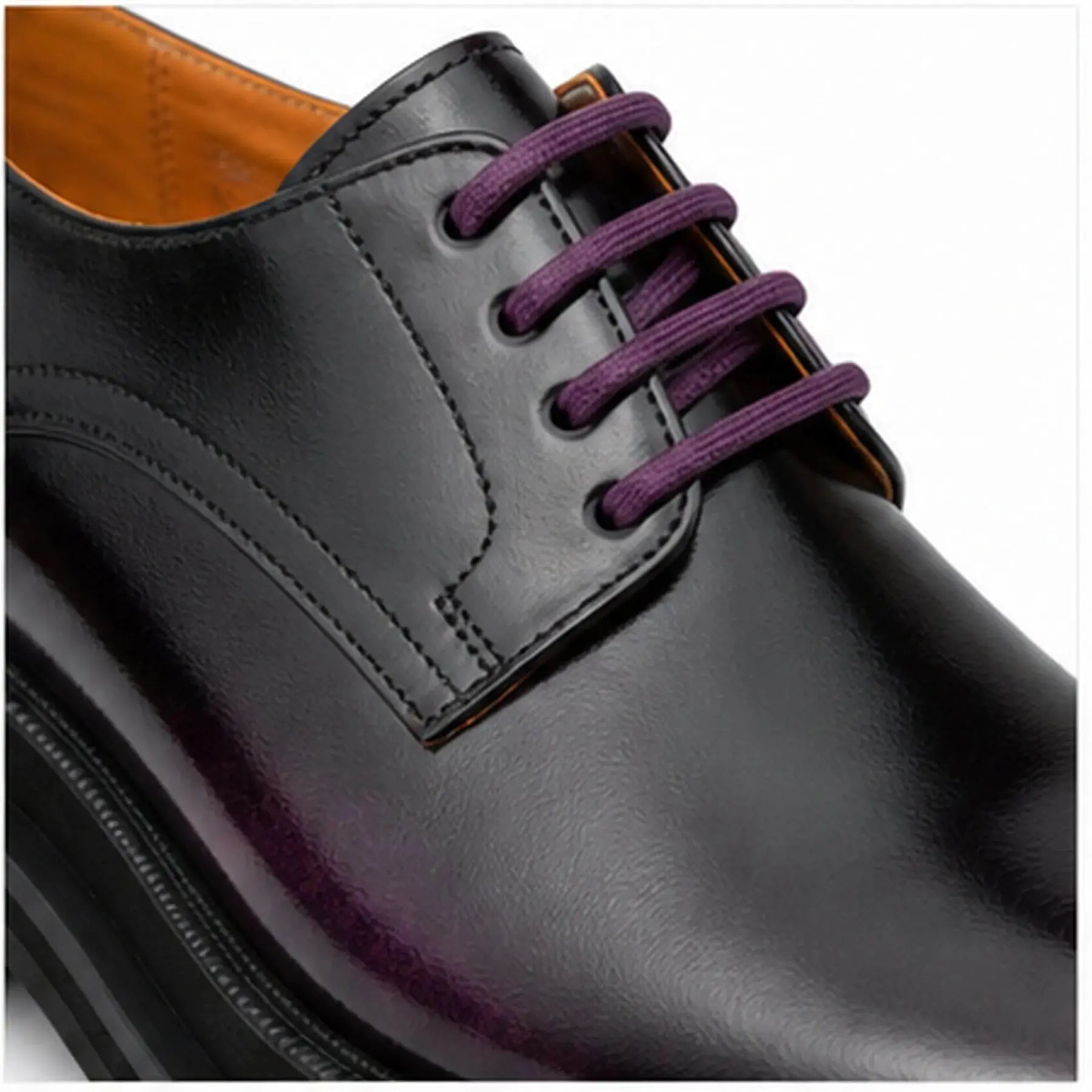 Black Purple Lug-Sole Derby Shoes