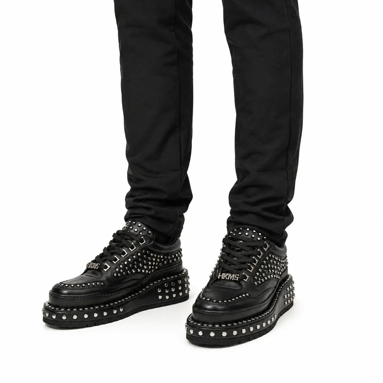 Black Studded Platform Sneaker