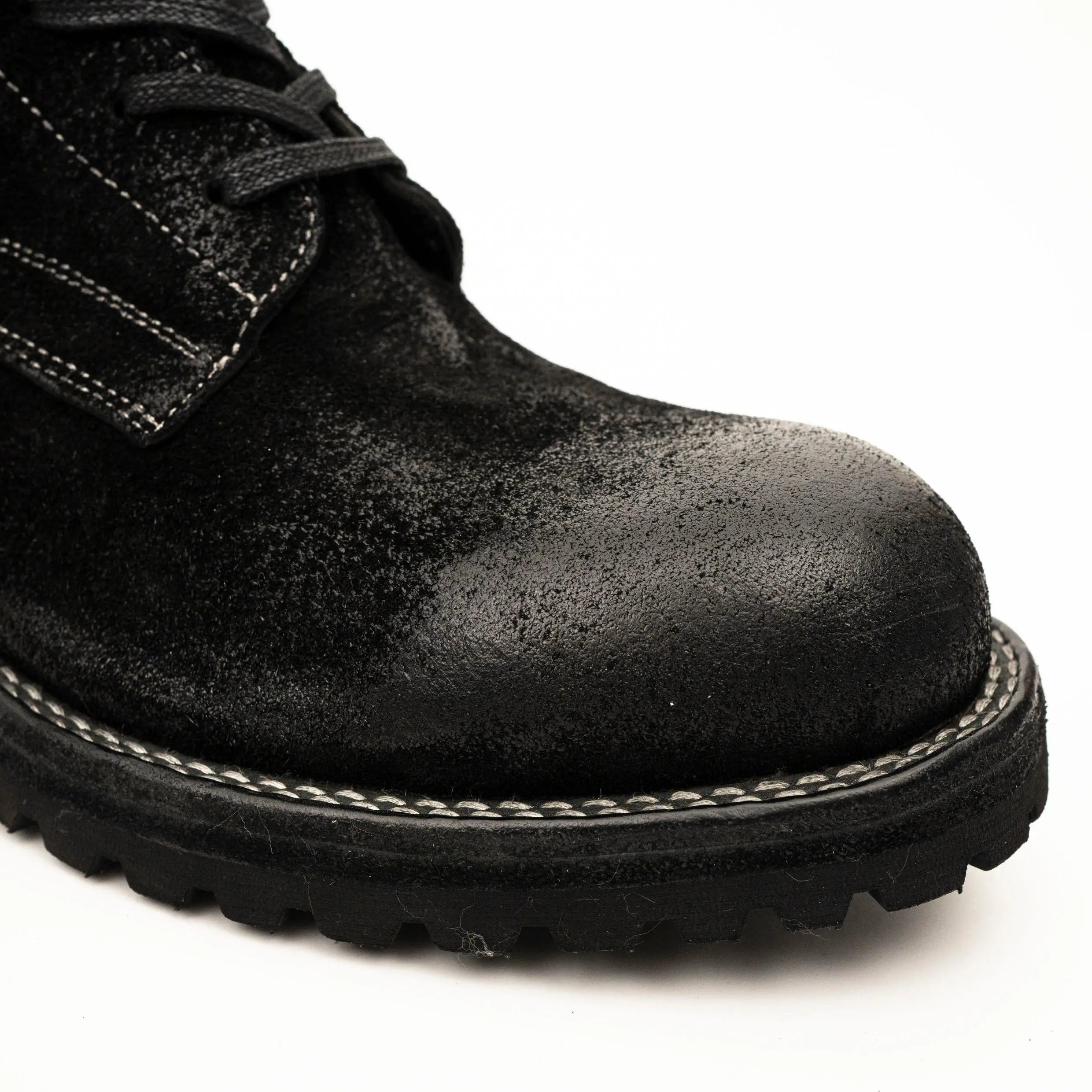 Black Suede Lace-Up Combat Boots
