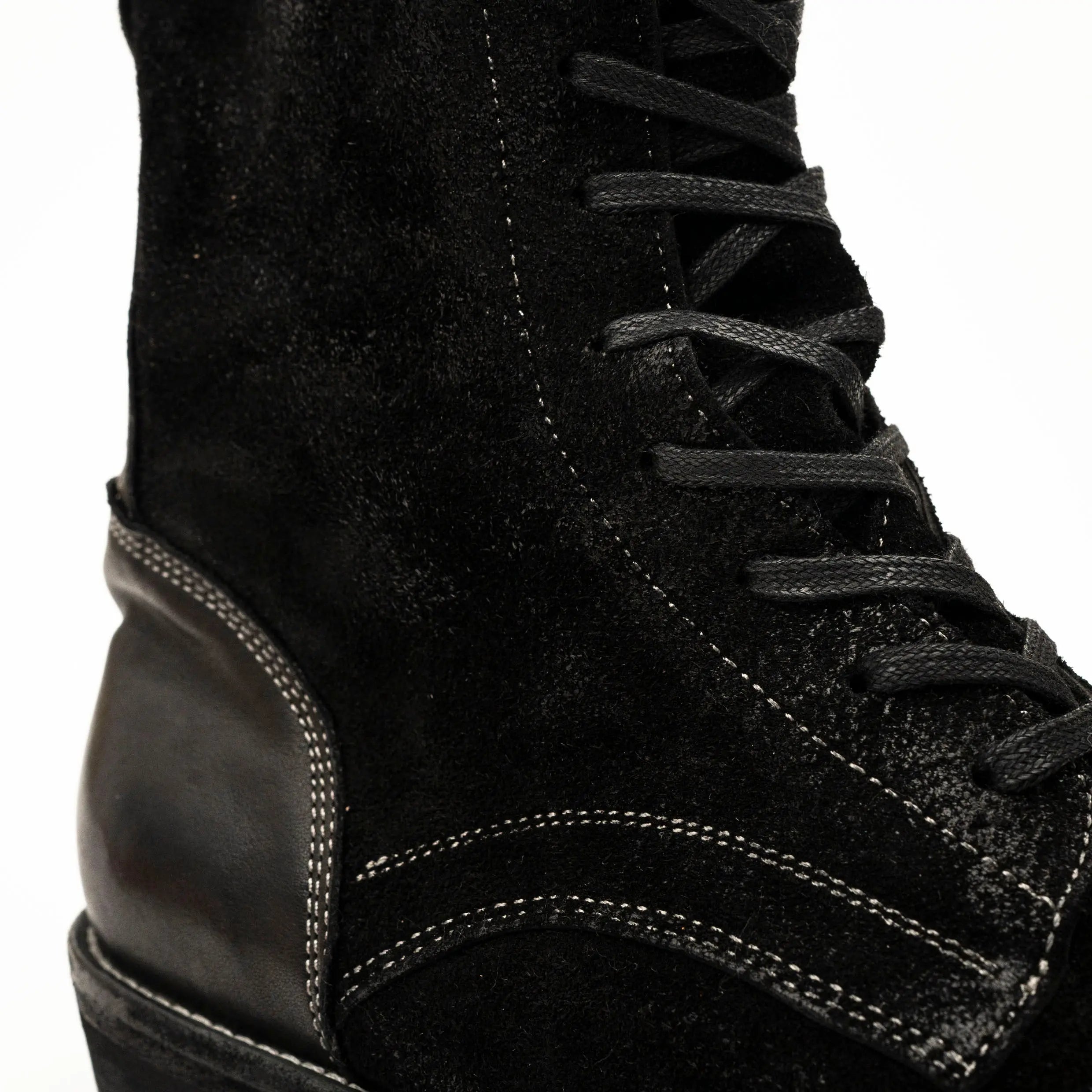 Black Suede Lace-Up Combat Boots