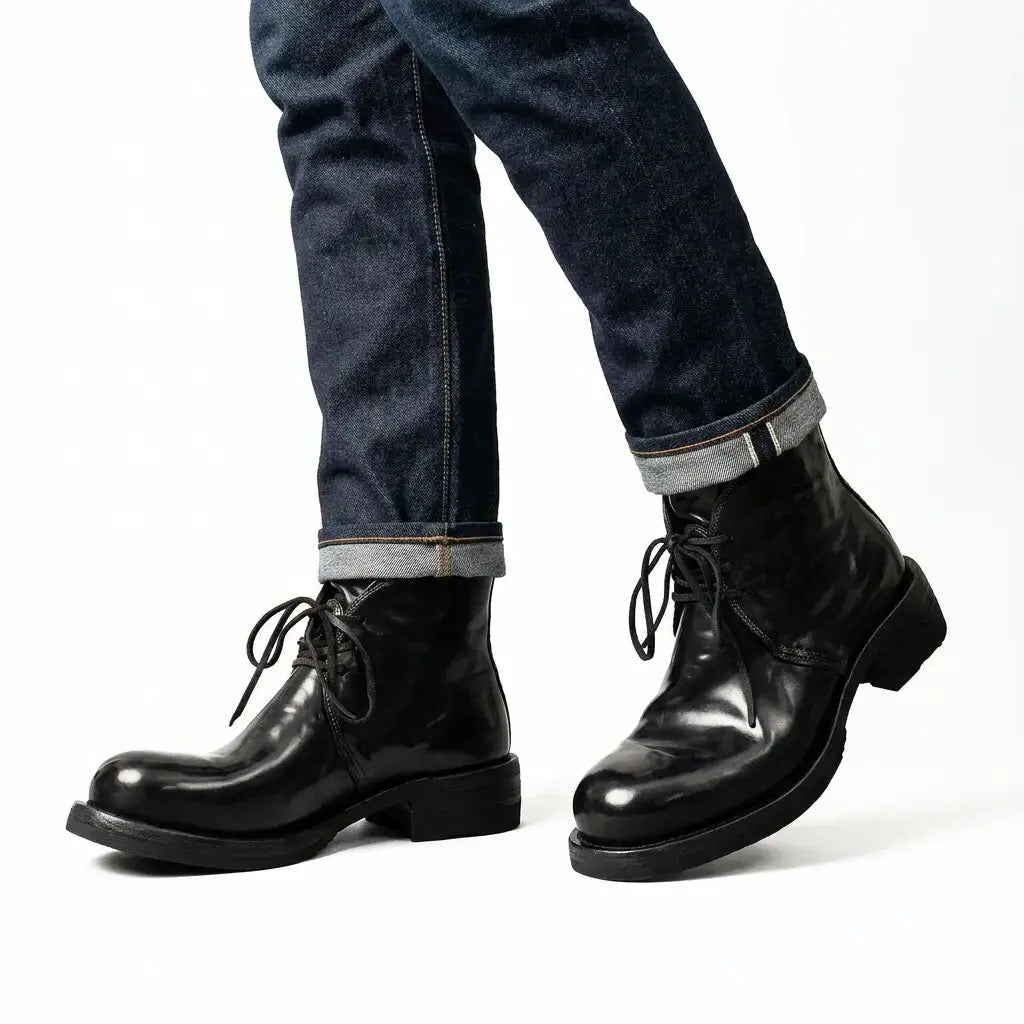 Black Washed Horse Leather Chelsea Boot