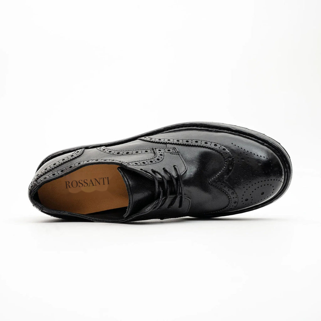 Black Washed Leather Brogue Derby