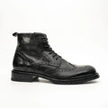 Black Washed Leather Brogue Martin Boot