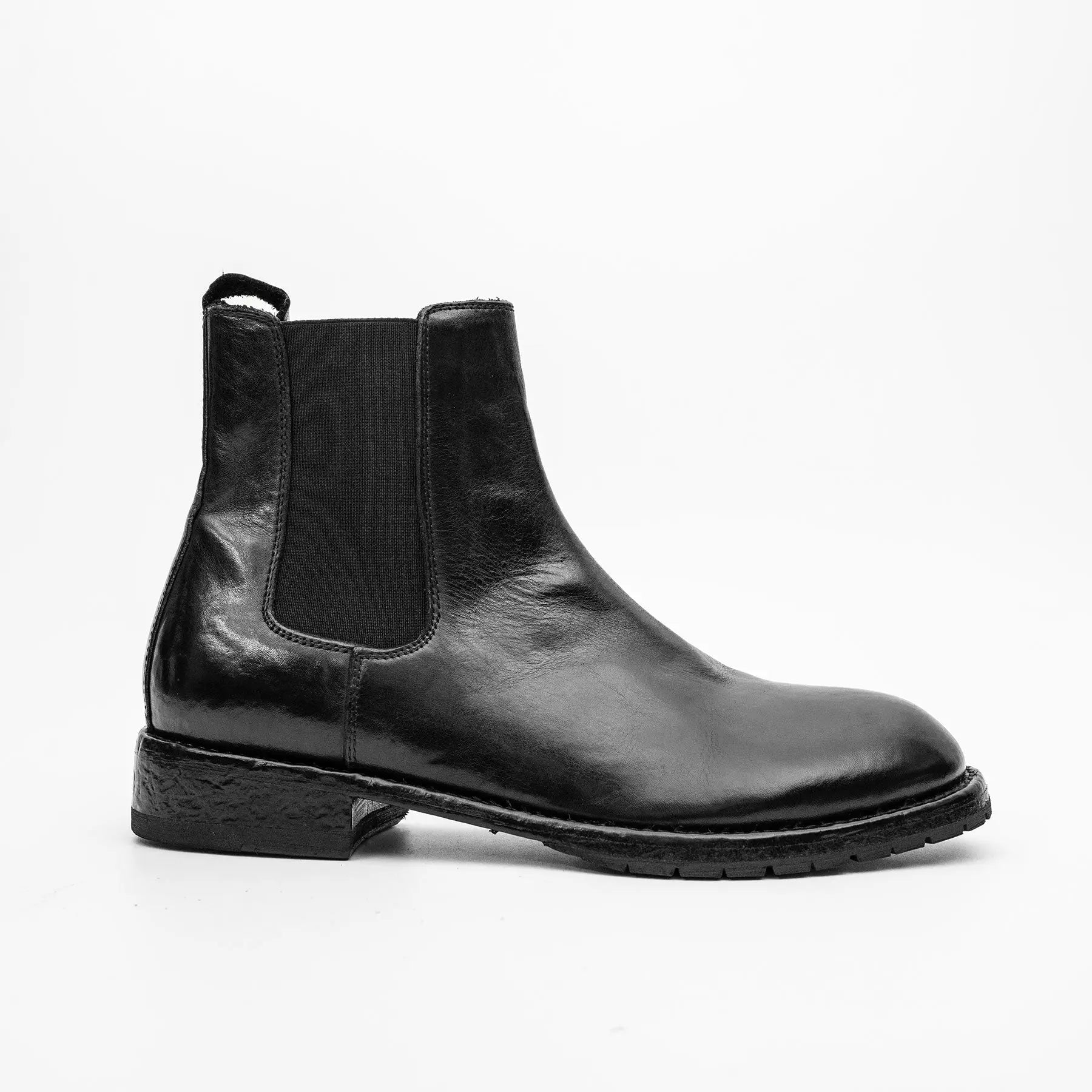 Black Washed Leather Chelsea Boot