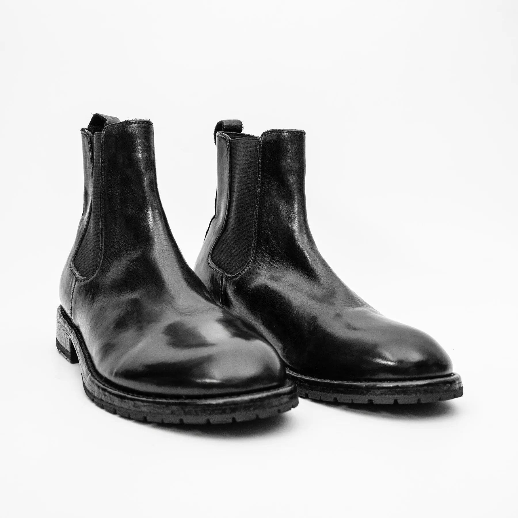 Black Washed Leather Chelsea Boot