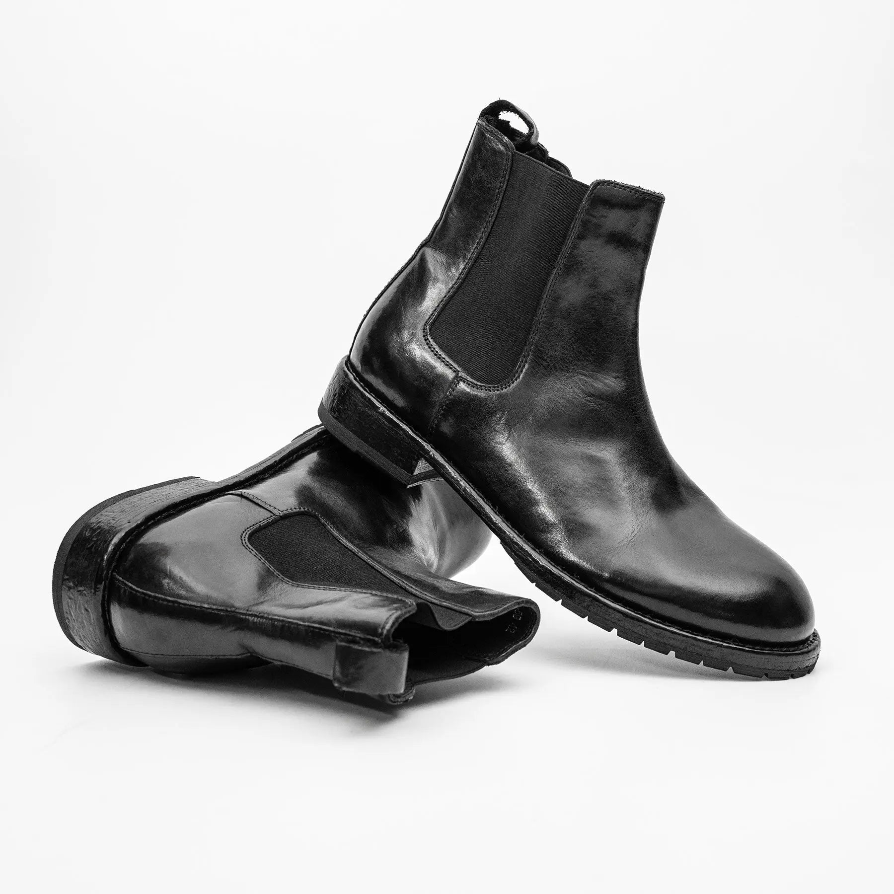 Black Washed Leather Chelsea Boot