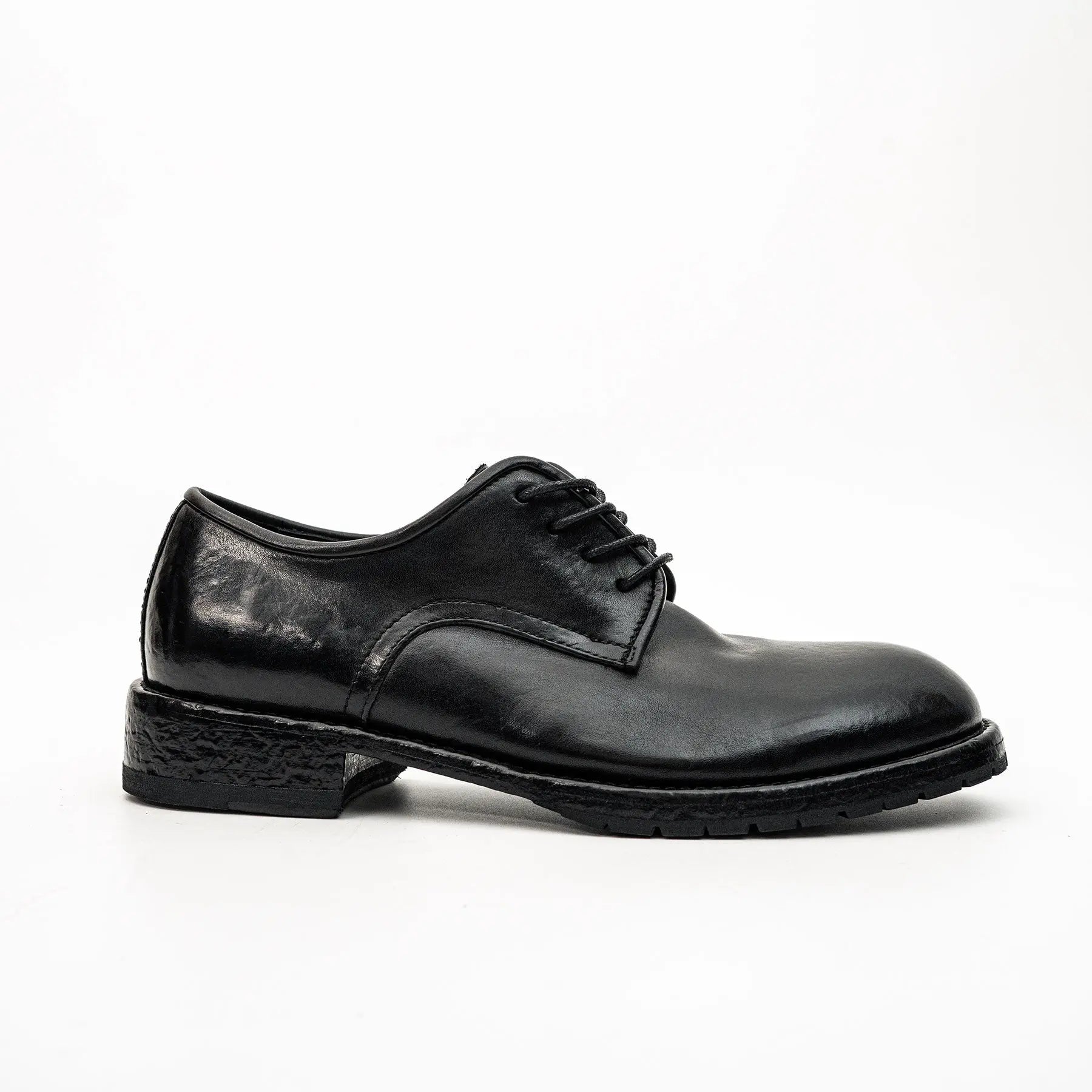 Black Washed Leather Derby