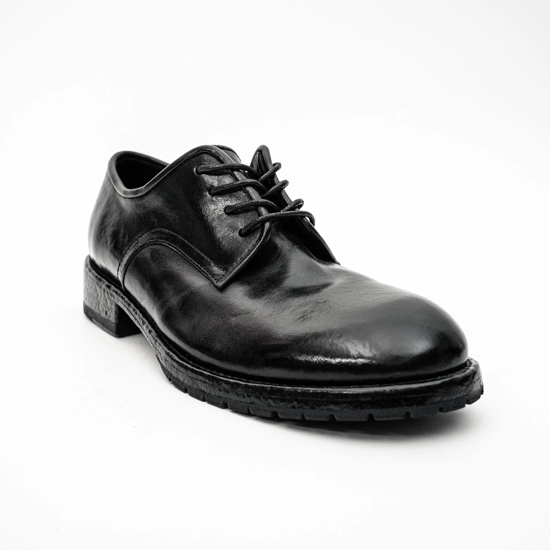Black Washed Leather Derby
