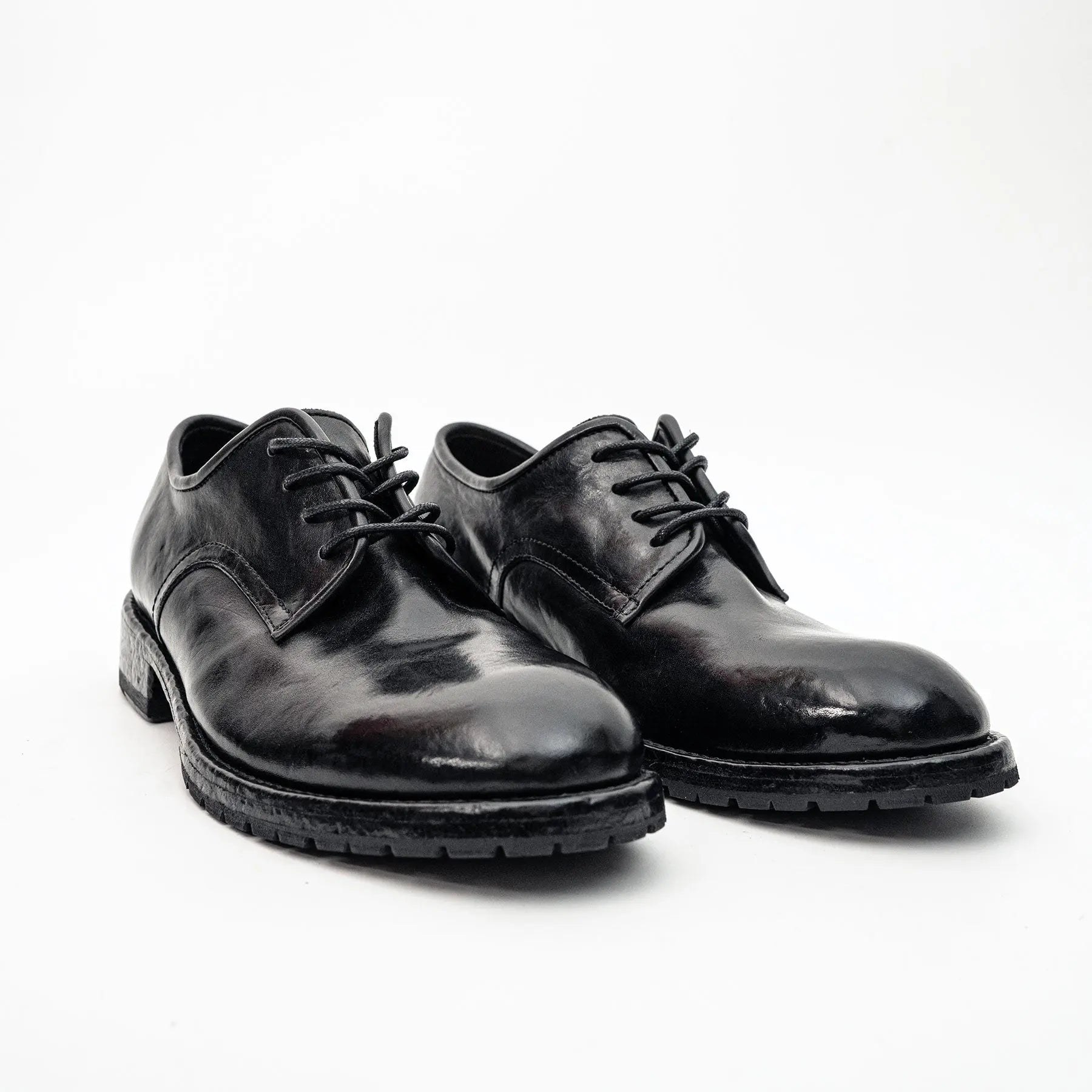 Black Washed Leather Derby