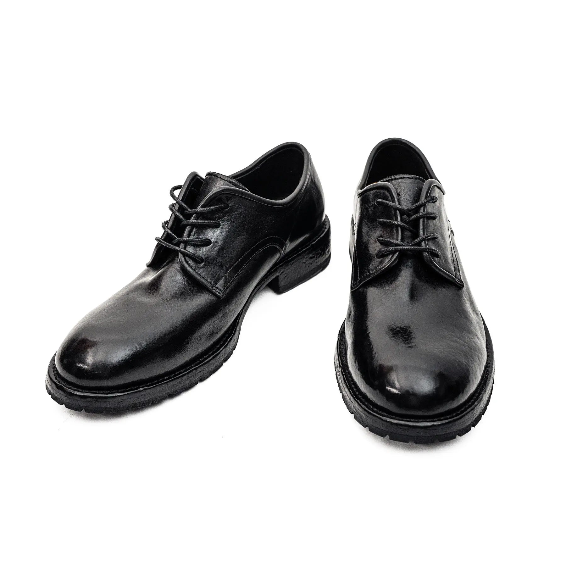 Black Washed Leather Derby
