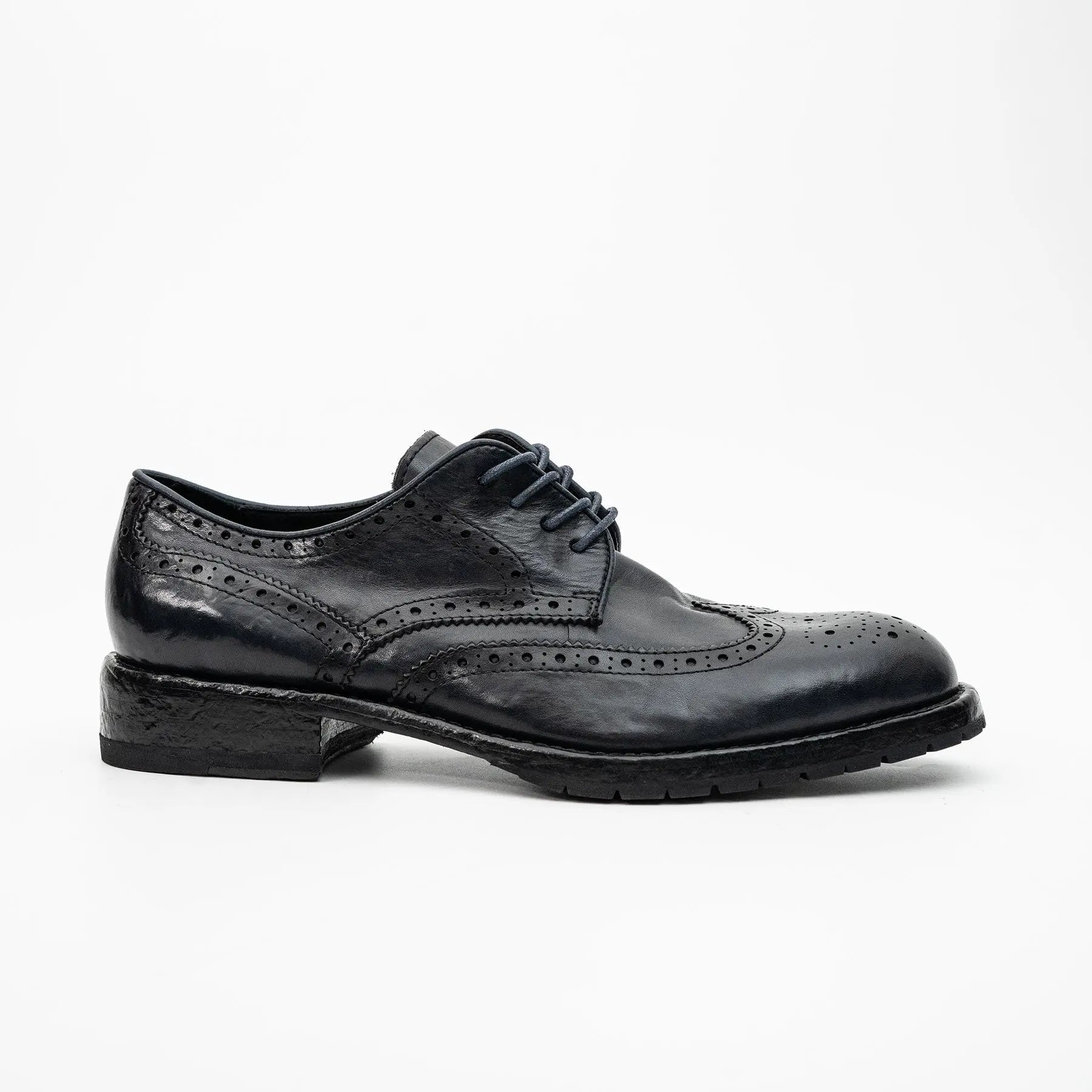 Midnight Navy Washed Leather Lug Derby