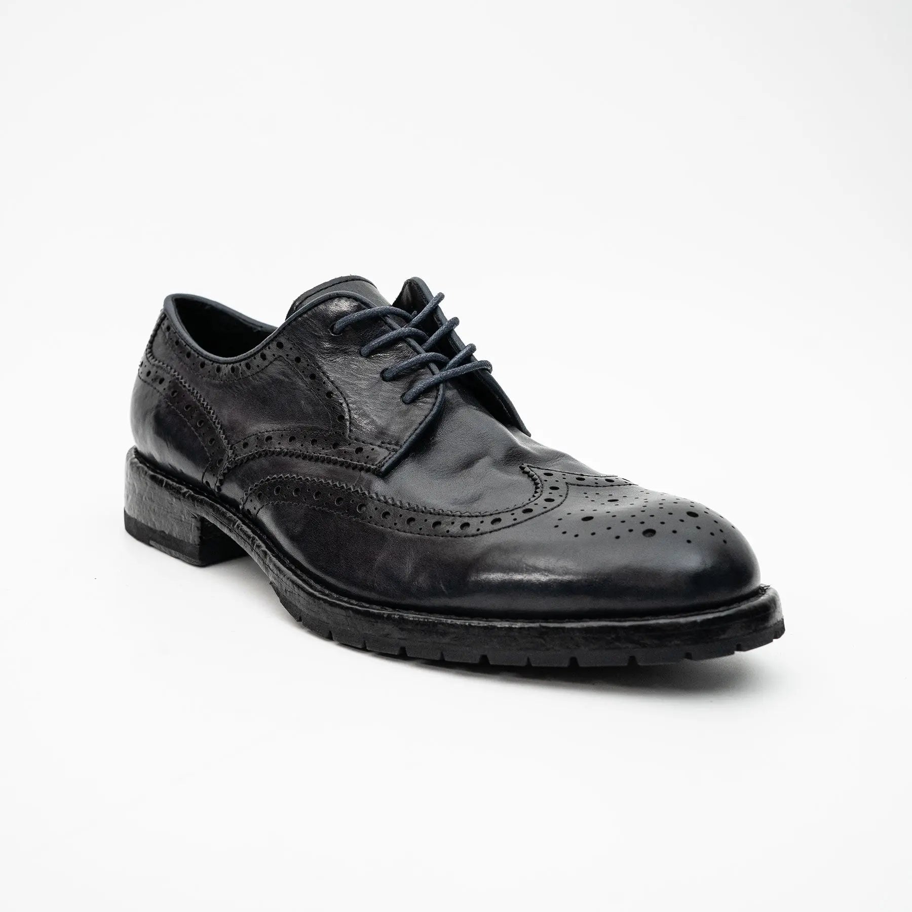Midnight Navy Washed Leather Lug Derby