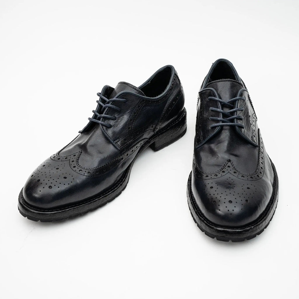 Midnight Navy Washed Leather Lug Derby