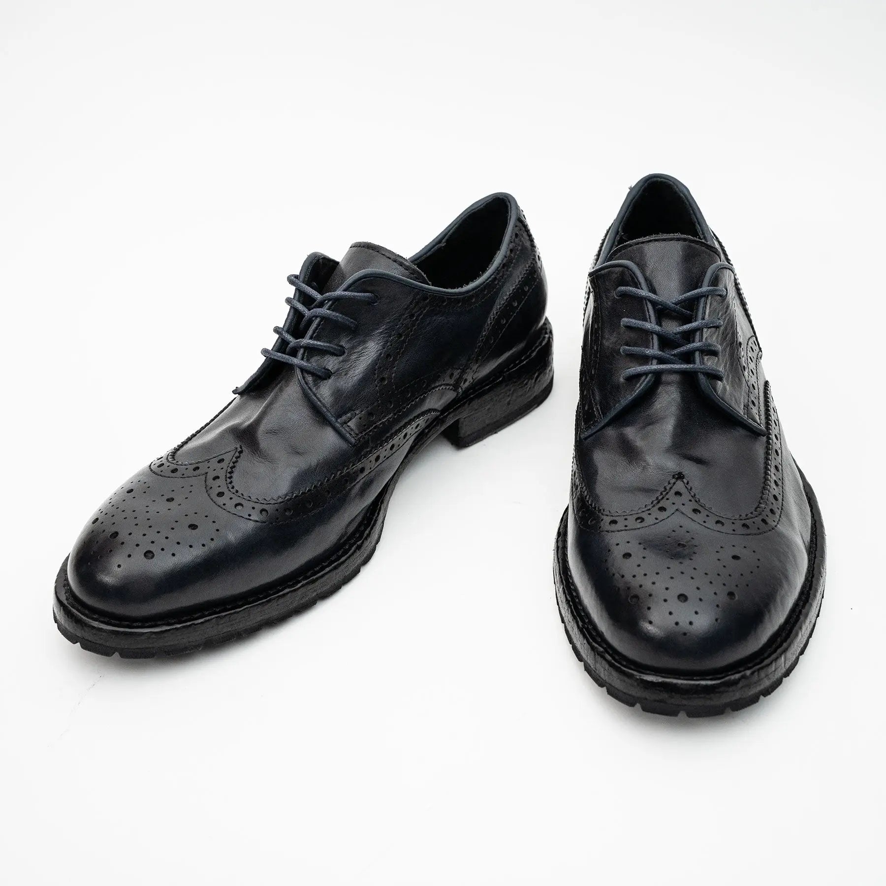 Midnight Navy Washed Leather Lug Derby