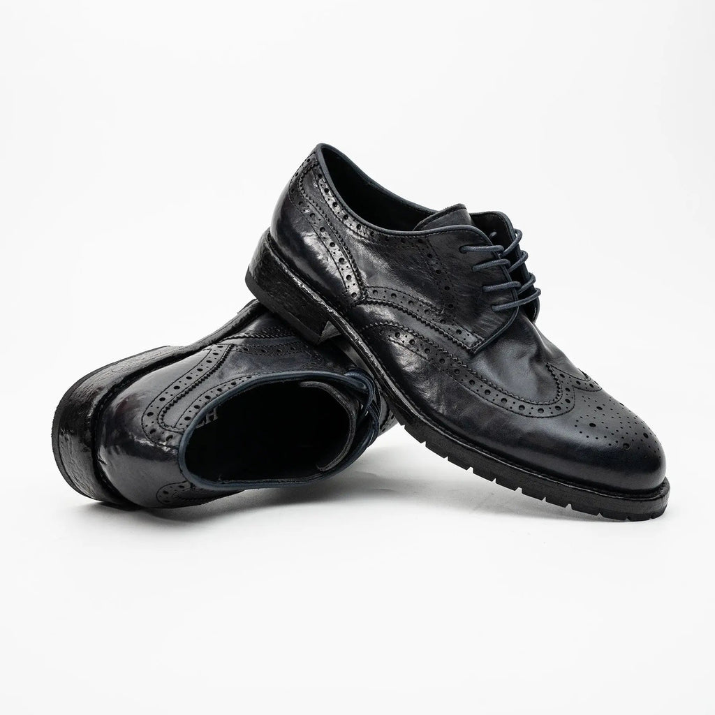 Midnight Navy Washed Leather Lug Derby