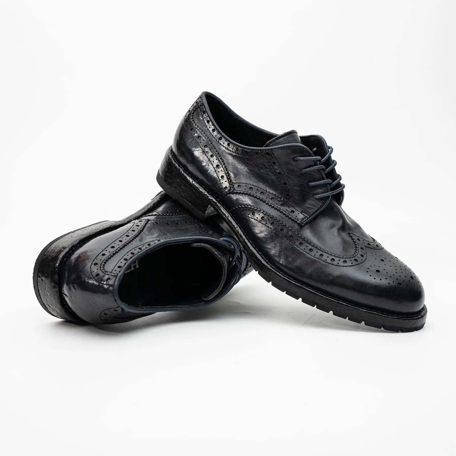 Midnight Navy Washed Leather Lug Derby