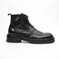 Black Washed Leather Martin Boot