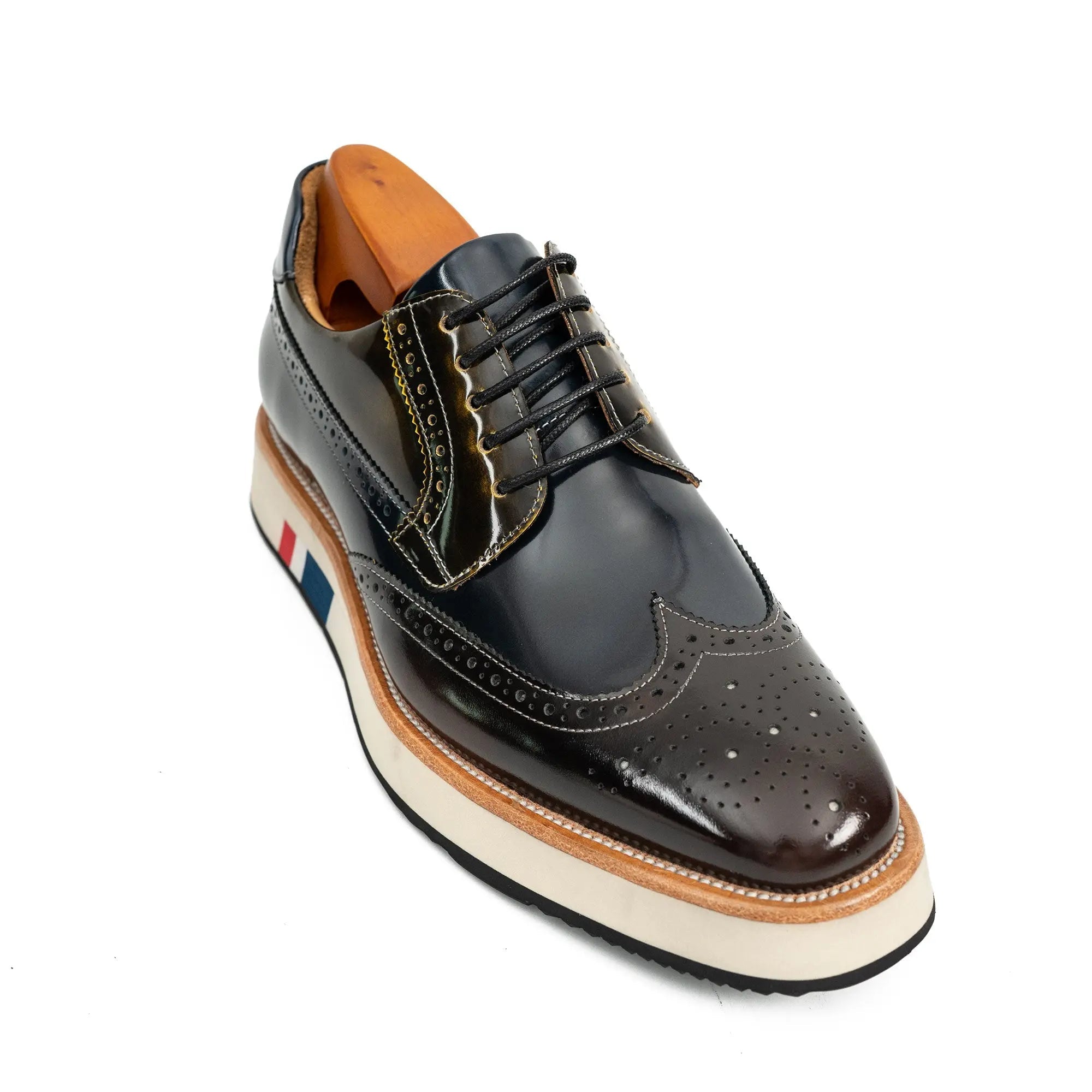 Navy Brogue Derby with Contrast Sole