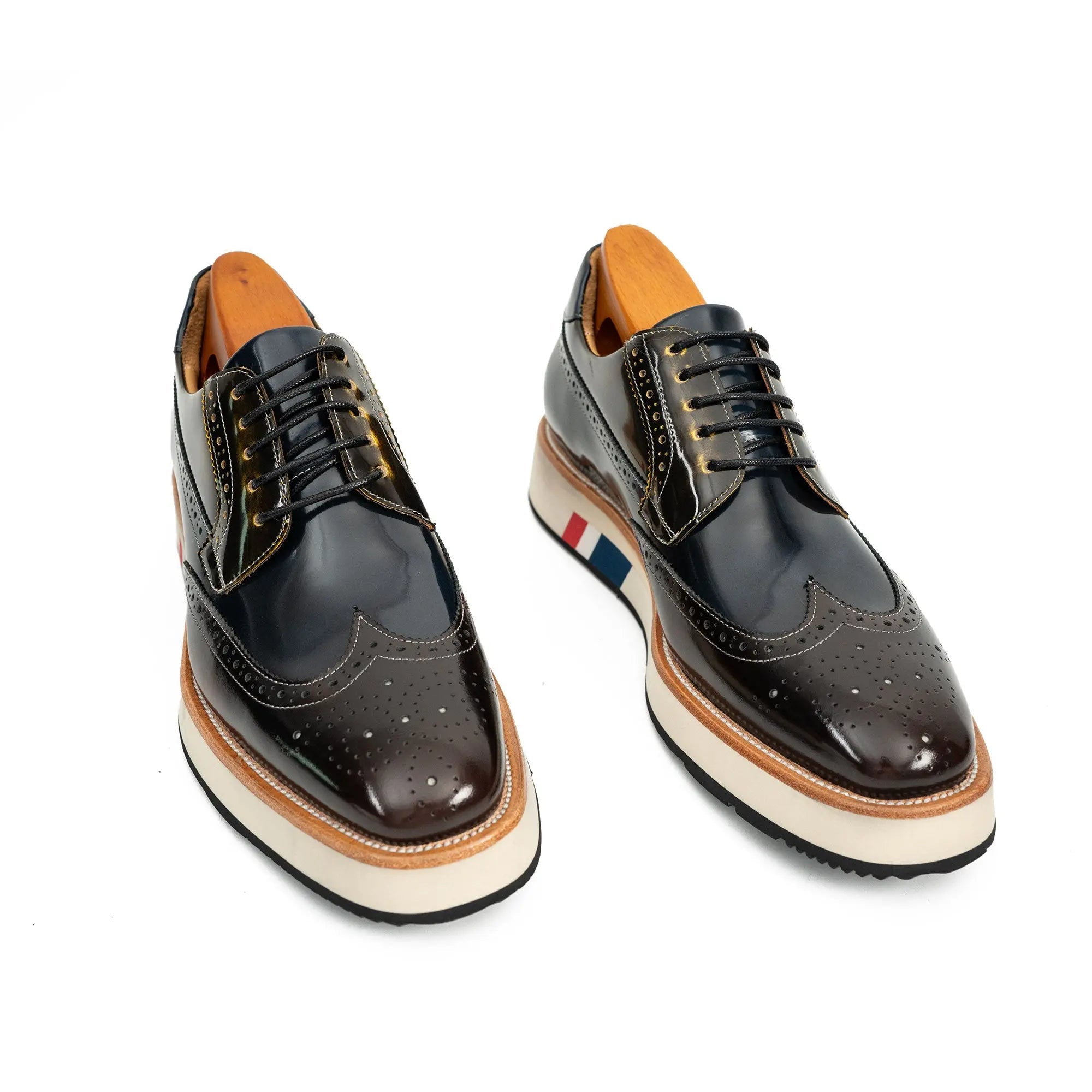 Navy Brogue Derby with Contrast Sole