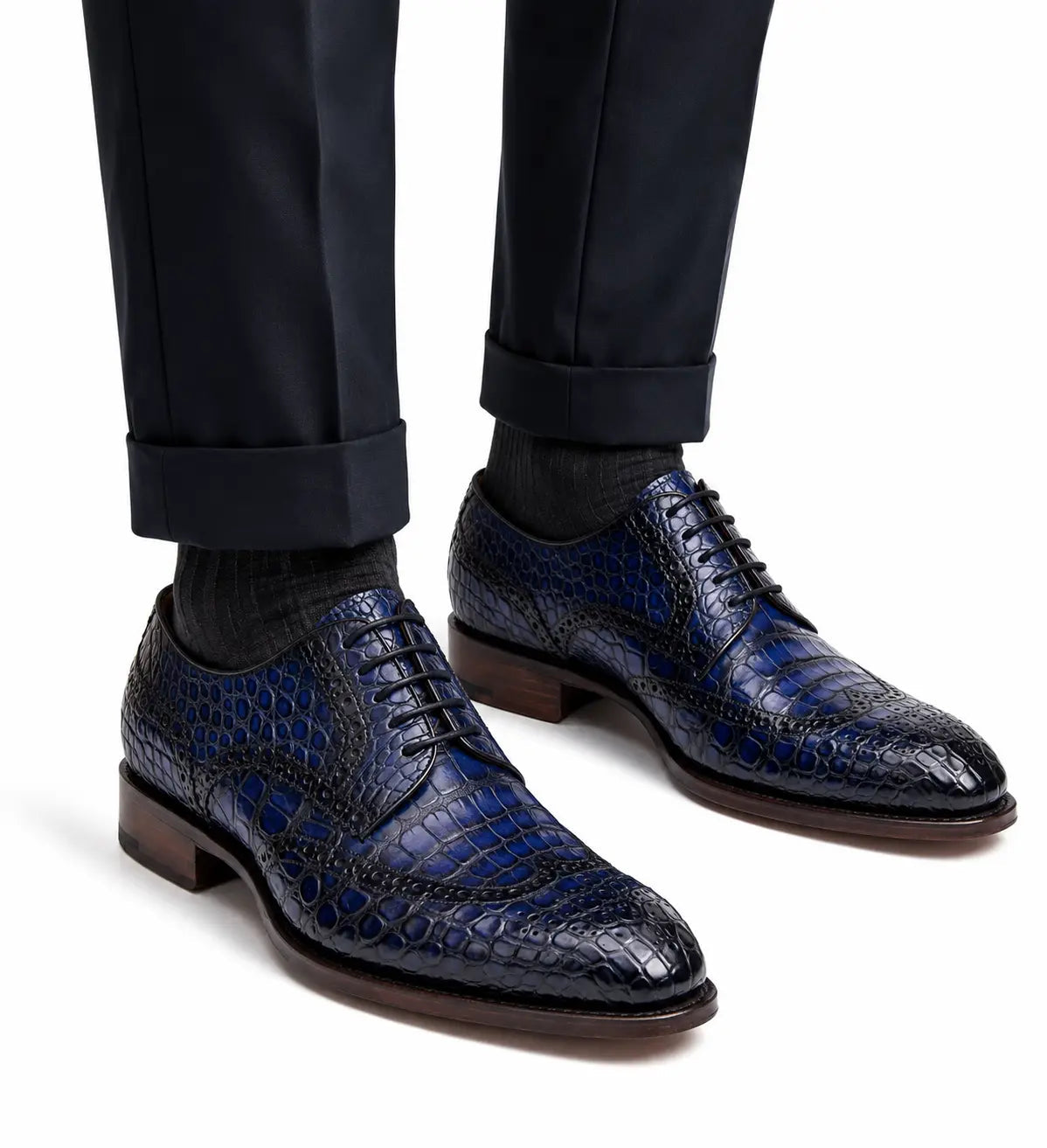 Blue Crocodile Derby Dress Shoe