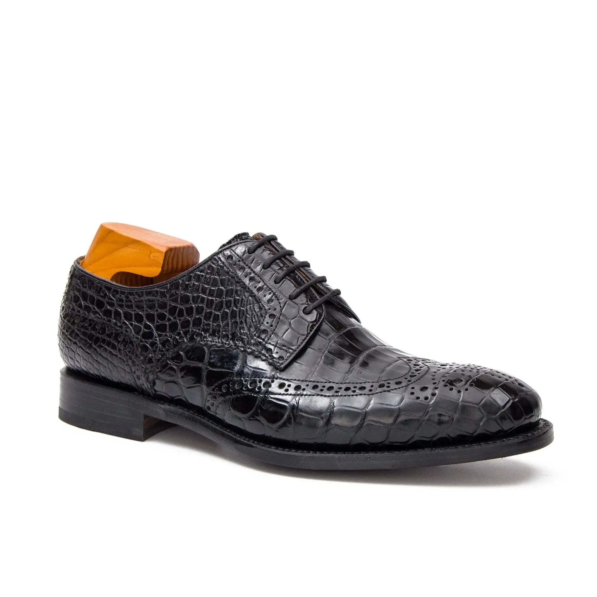 Black Croc Wingtip Derby