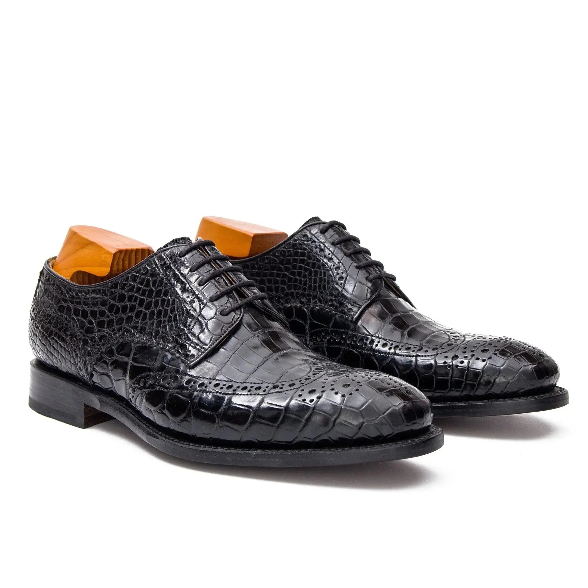 Black Croc Wingtip Derby