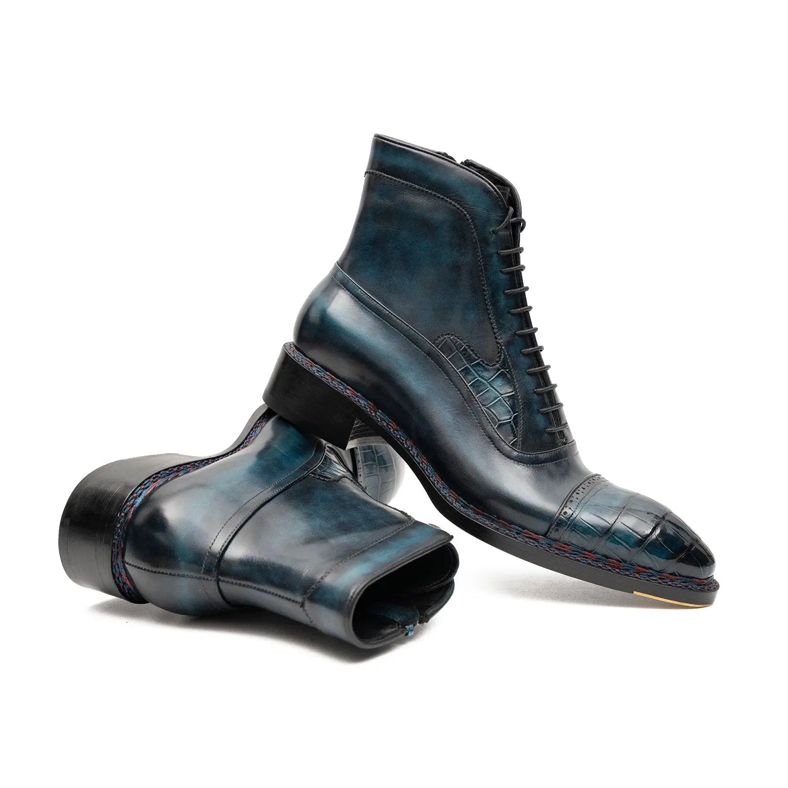 Midnight Crocodile Lace-Up Boot