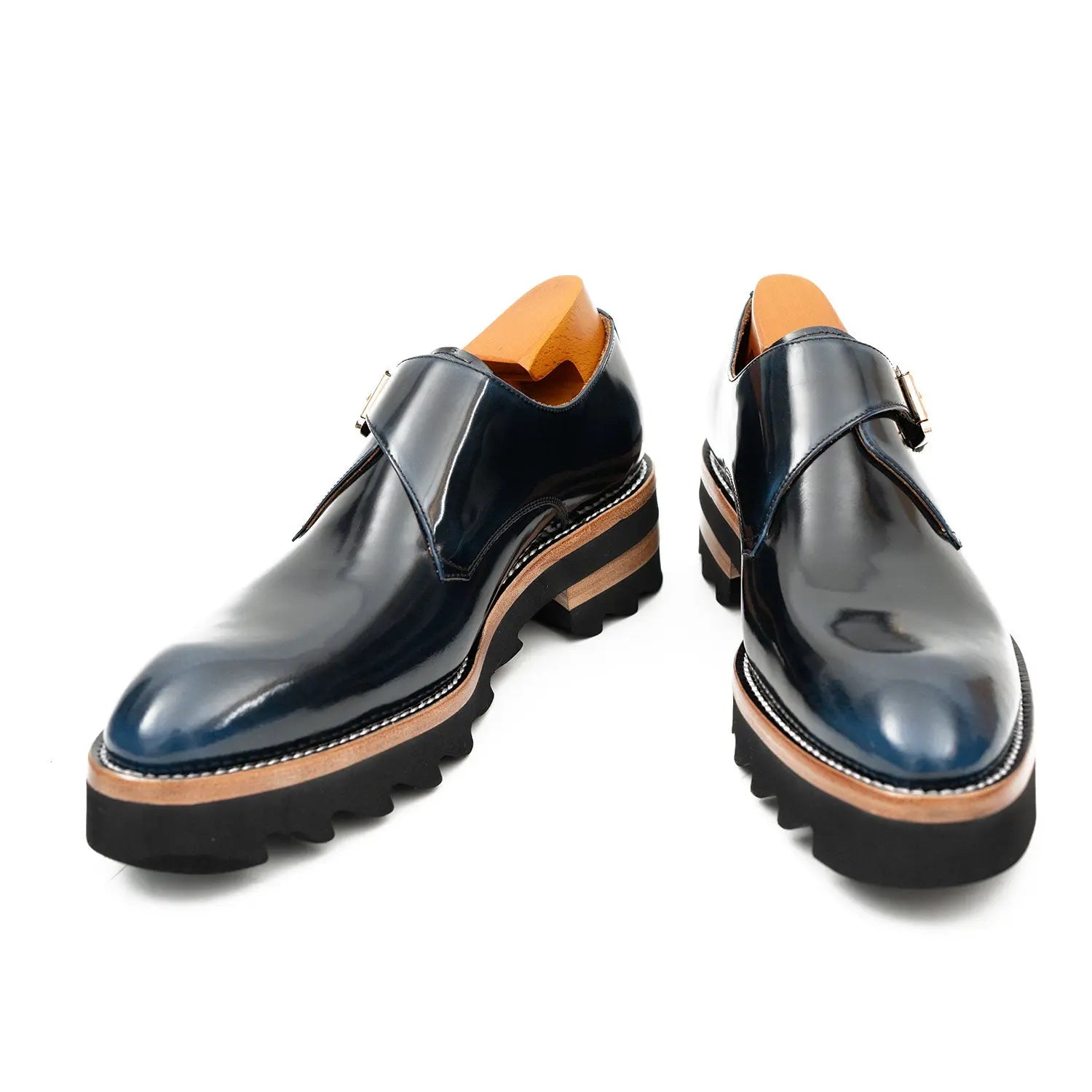 Navy Single Monk Lug Sole Shoe
