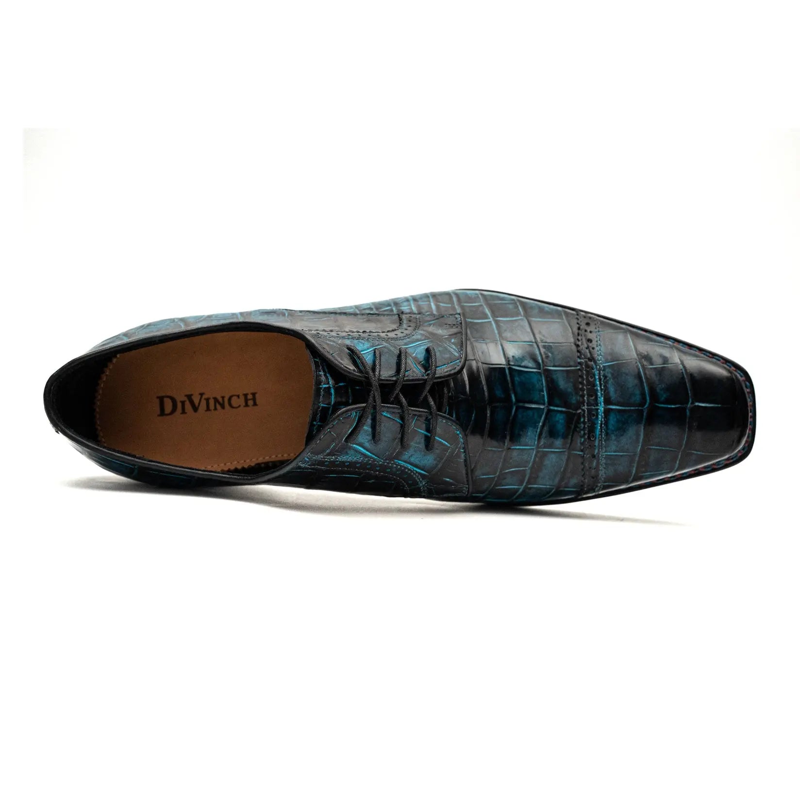 Blue Croc Cap-Toe Derby