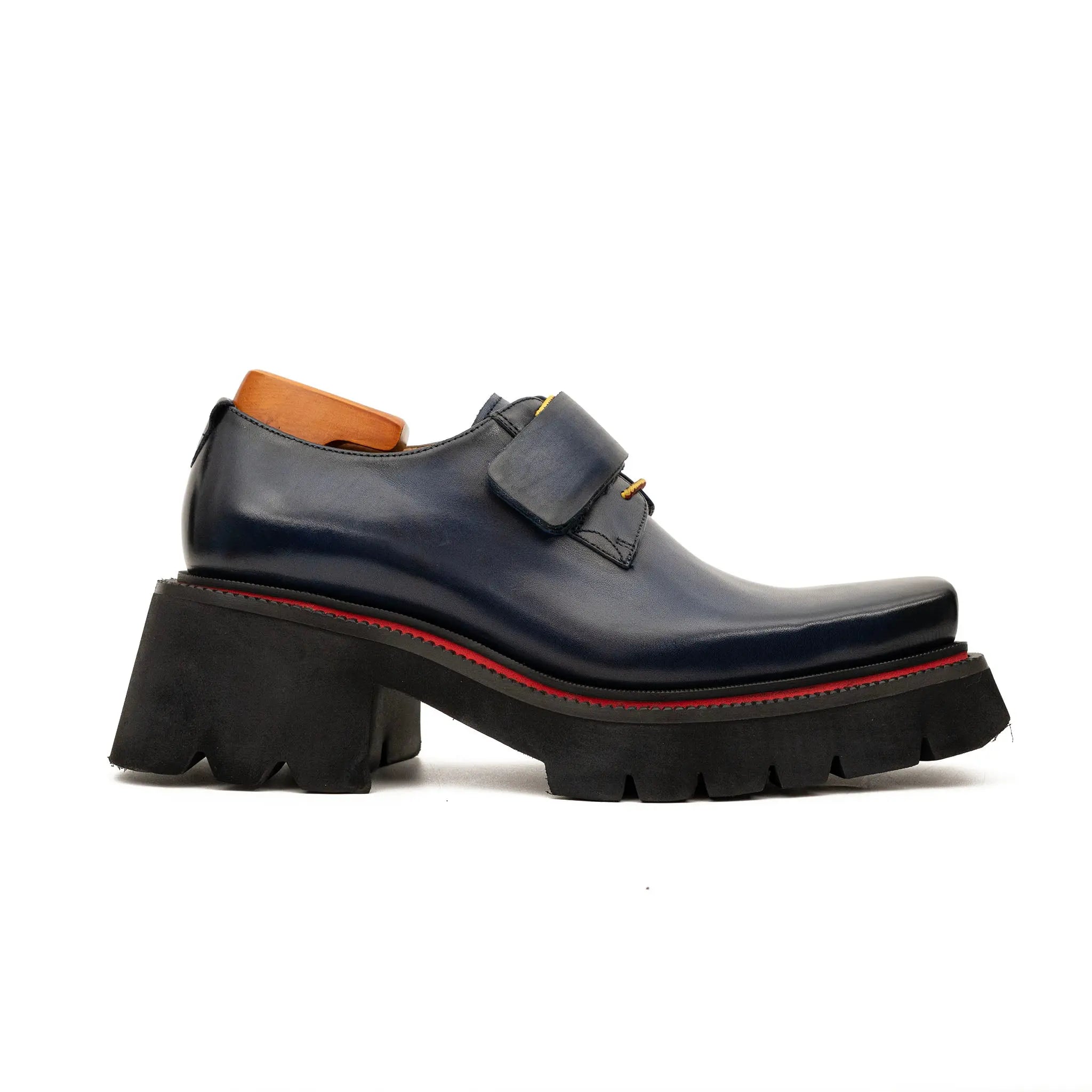 Blue Platform Strap Shoes for Men