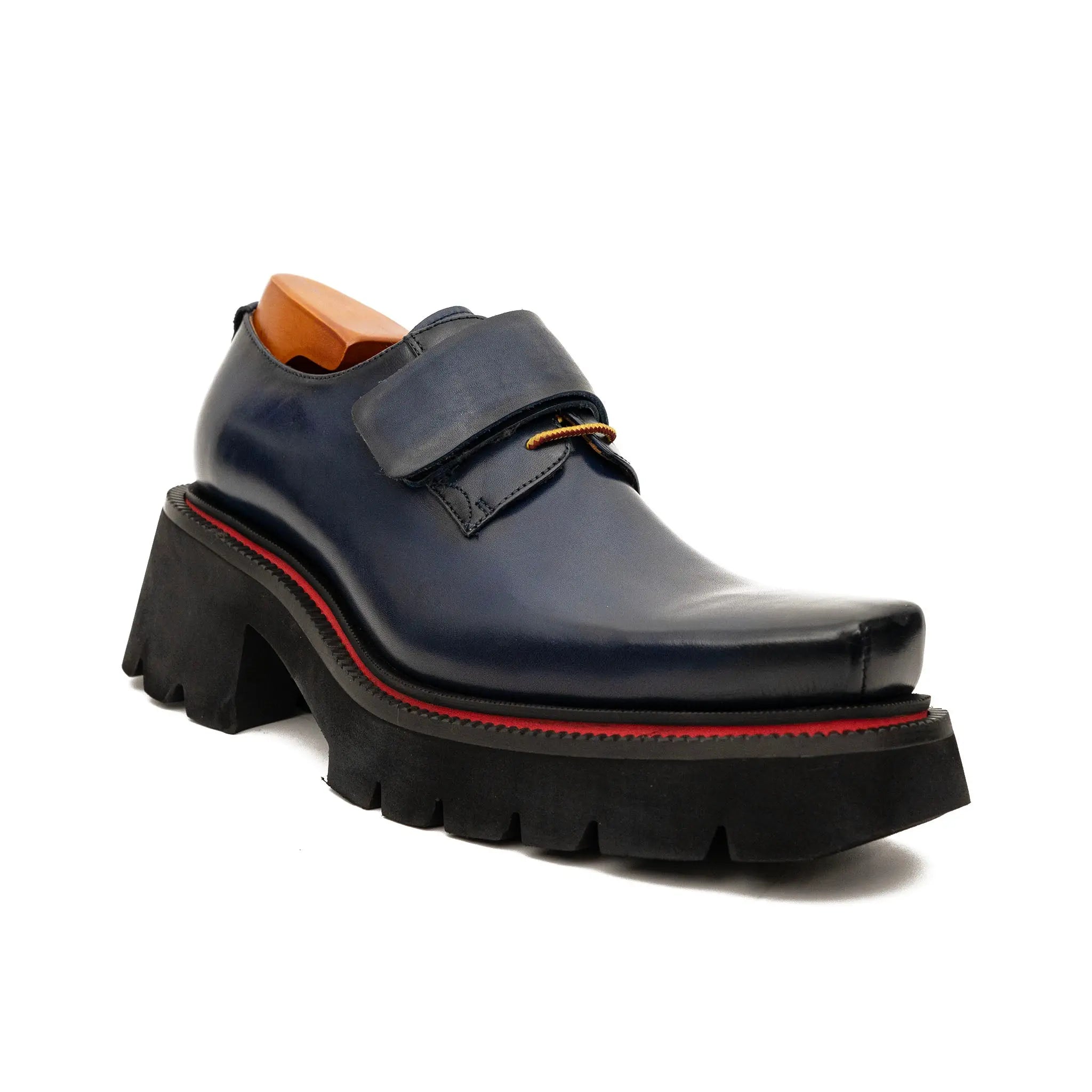 Blue Platform Strap Shoes for Men