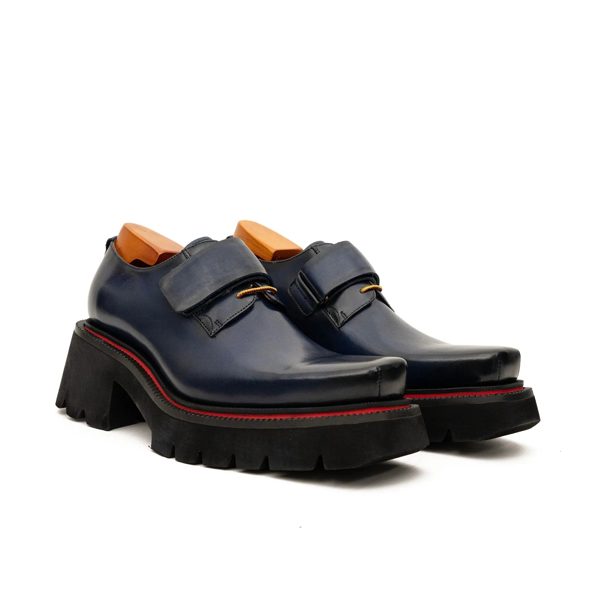 Blue Platform Strap Shoes for Men
