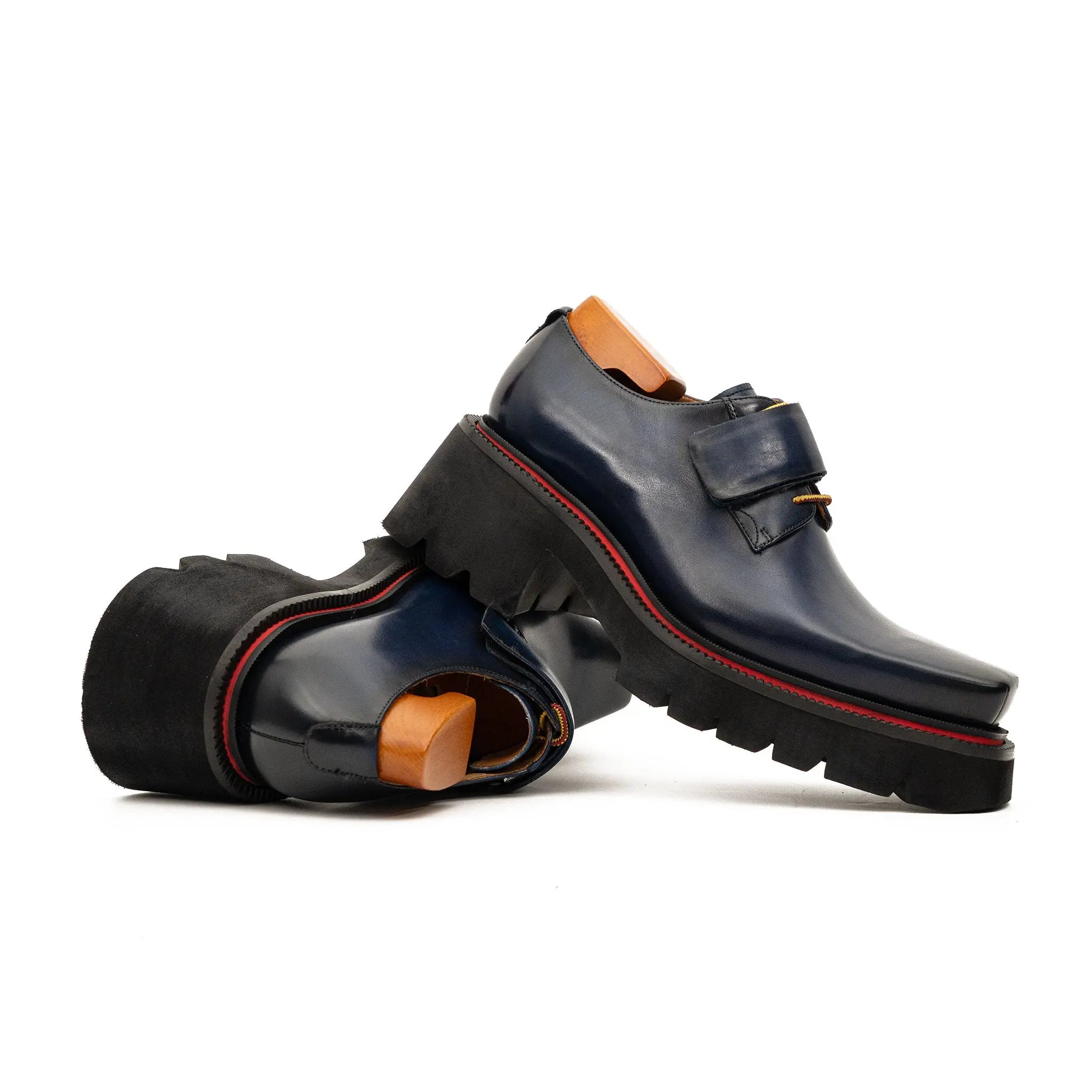 Blue Platform Strap Shoes for Men