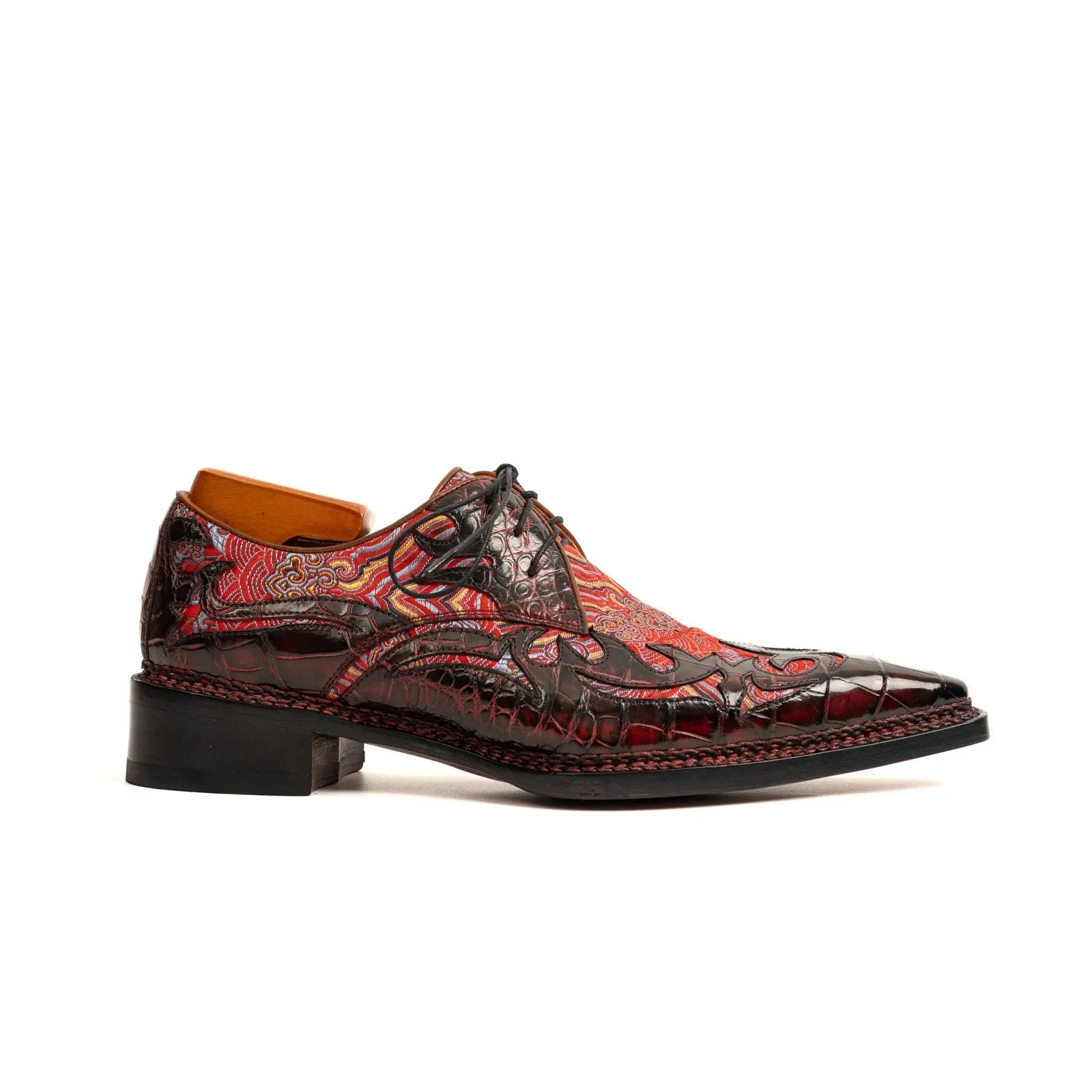 Red Pattern Crocodile Derby
